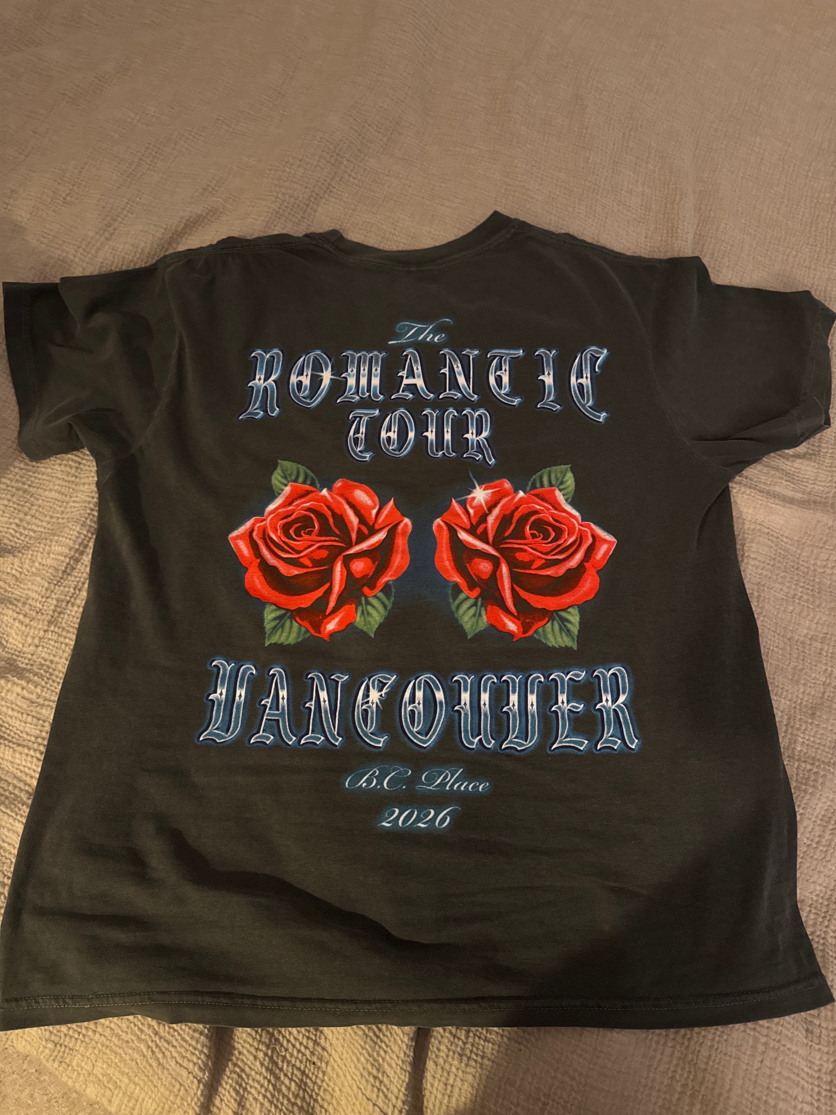 Bruno Mars The Romantic Tour Vintage  Black Event Tee Large - photo 2