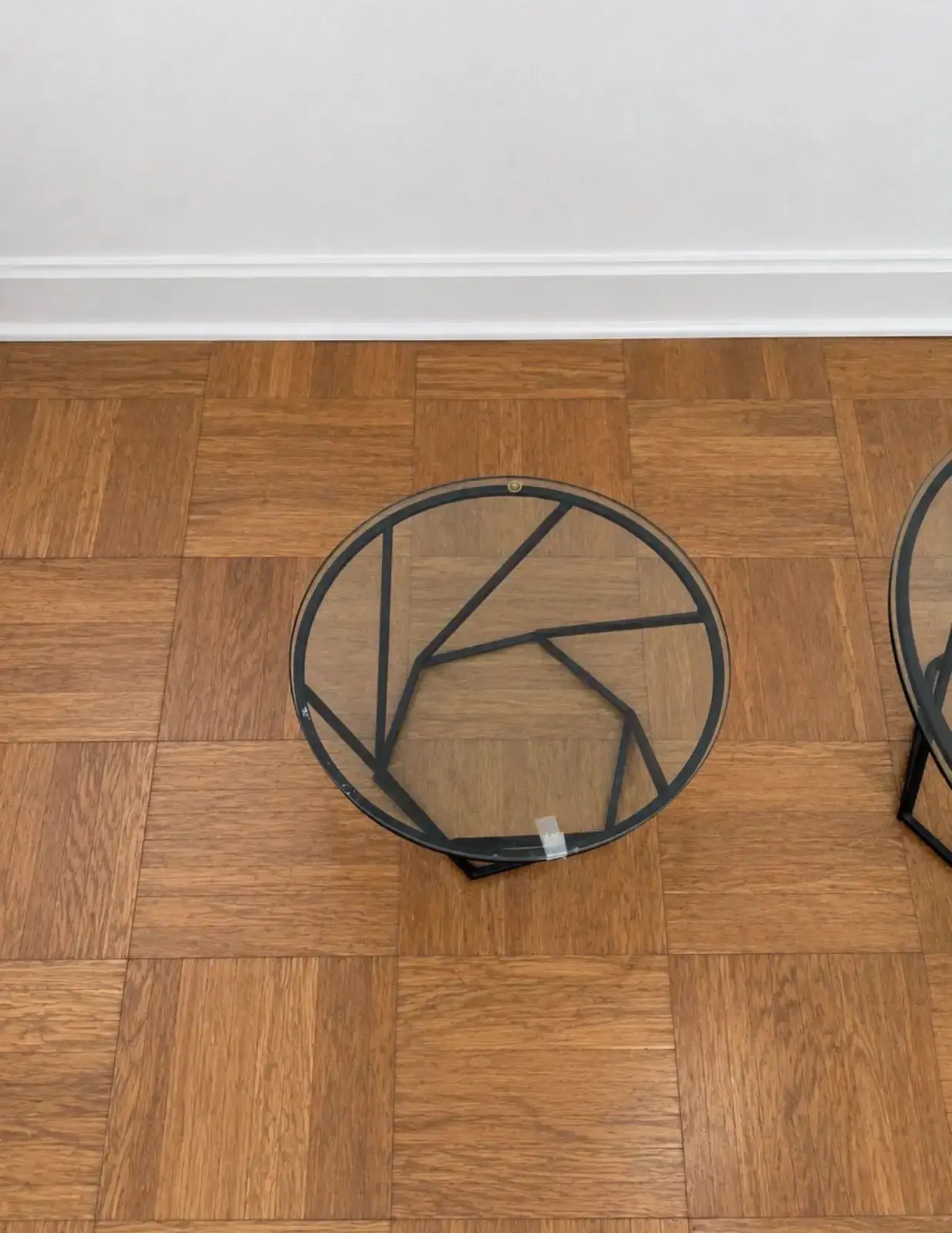 Geometric Nesting Metal and Glass Coffee Table Set - photo 5
