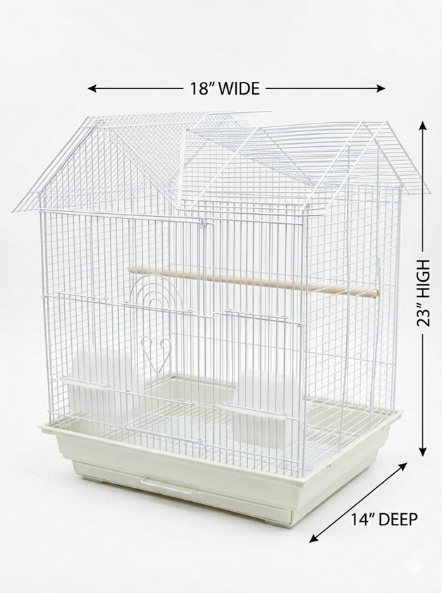 18x14" Double House Roof Top Small Bird Cage - photo 2