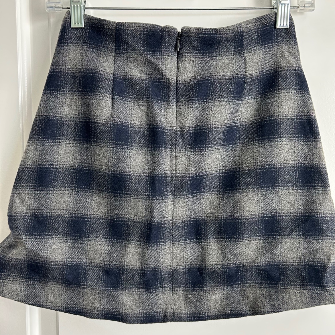 Wilfred Navy/Grey Plaid Wool Mini Skirt – 00, Like New - photo 5