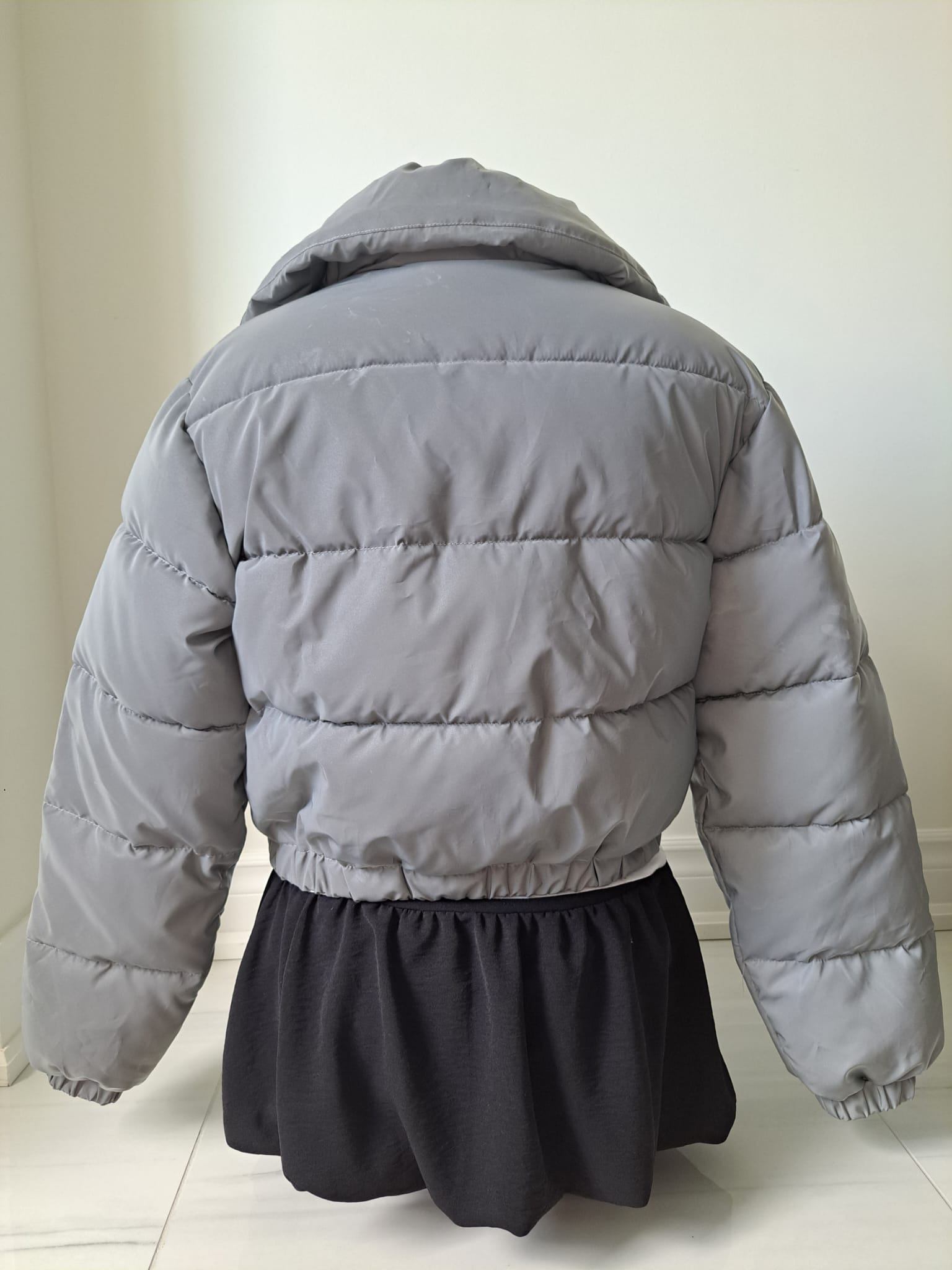 🩶 Garage BNWT Grey Cropped Puffer Jacket Y2K Style - photo 3