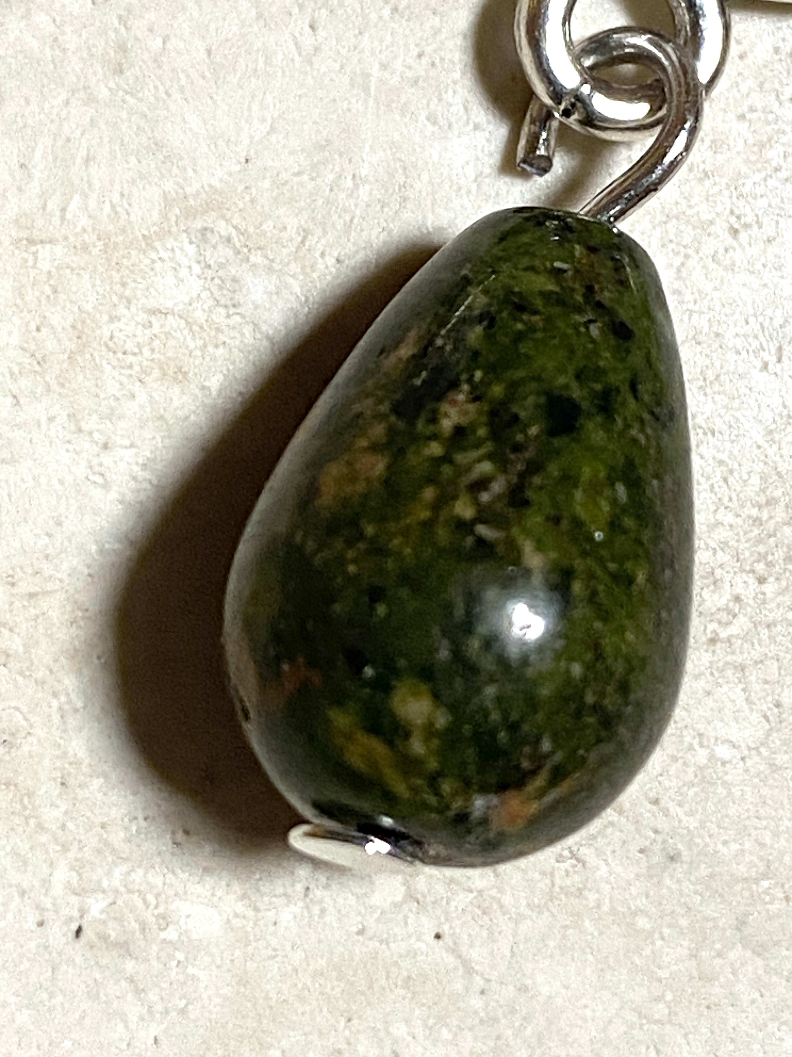 Dark Green Unakite Celtic Trinity Earrings, 925 silver Hooks - photo 5