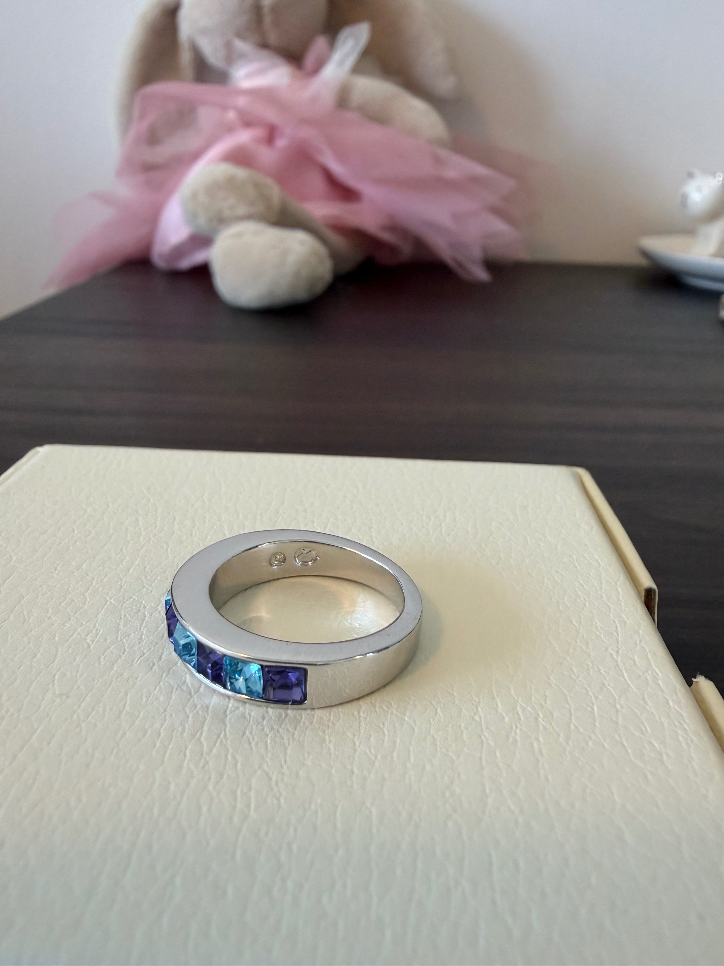 Swarovski Blue Purple Half Eternity Band Ring Size 52 (5.75) - photo 4
