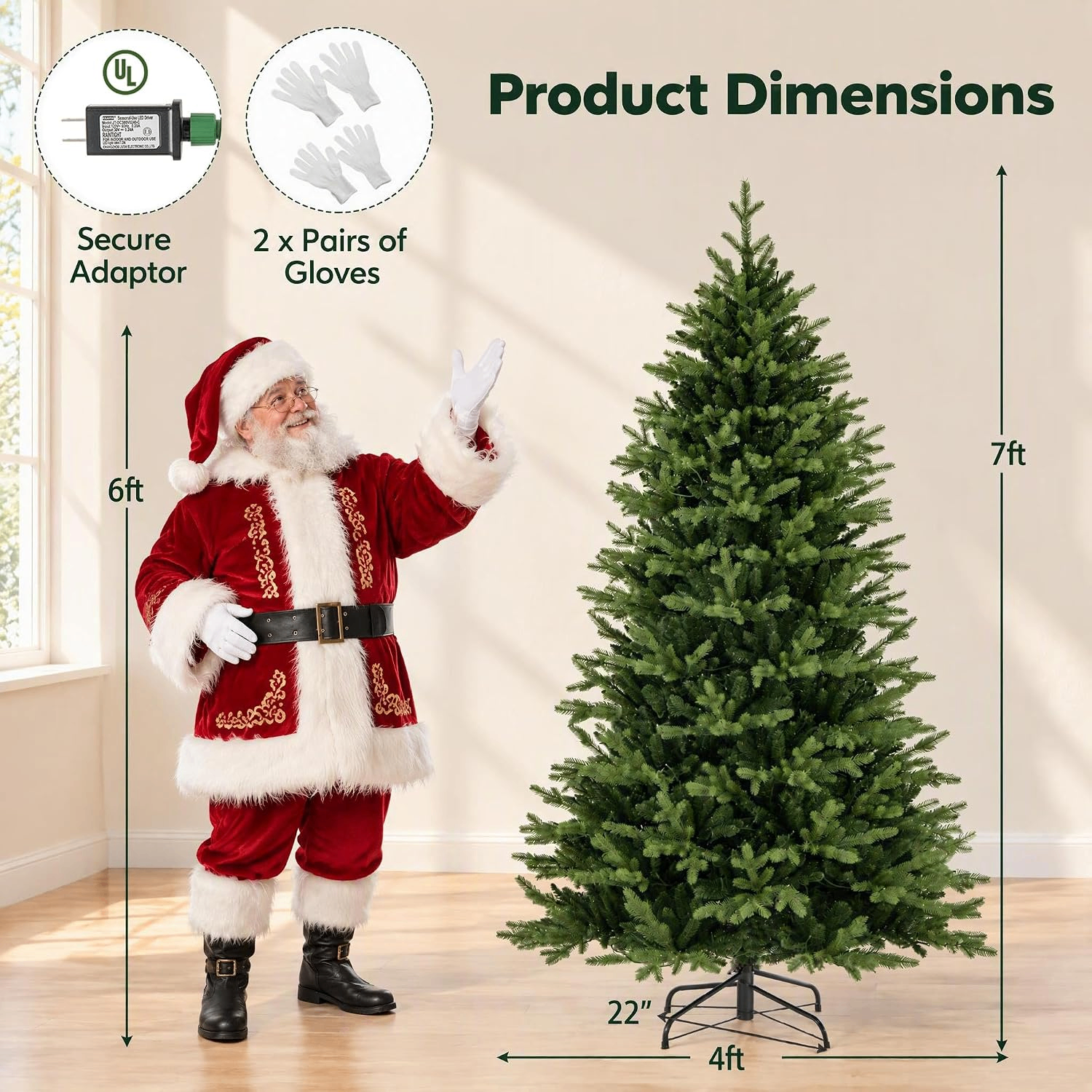COSTWAY 7 FT Pre-Lit Christmas Tree 11 Lights Mode Remote - photo 2