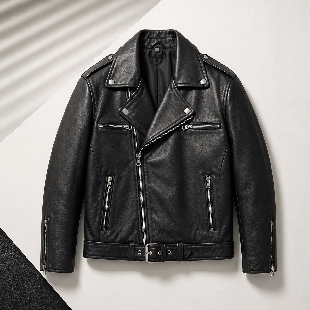 JKT-028 — Men's Nicolas leather biker jacket — brand new size M - photo 5