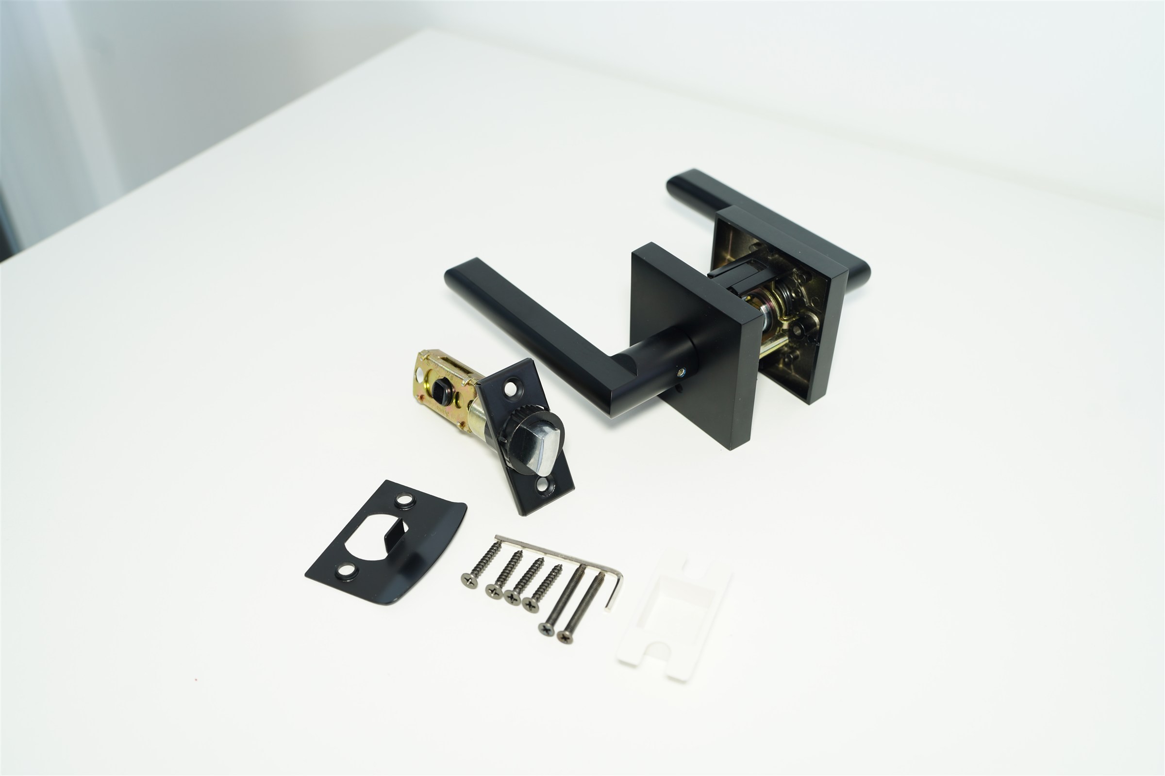 New KJ Flat Door Levers - Passage, Privacy, Dummy - Black/Nickel
