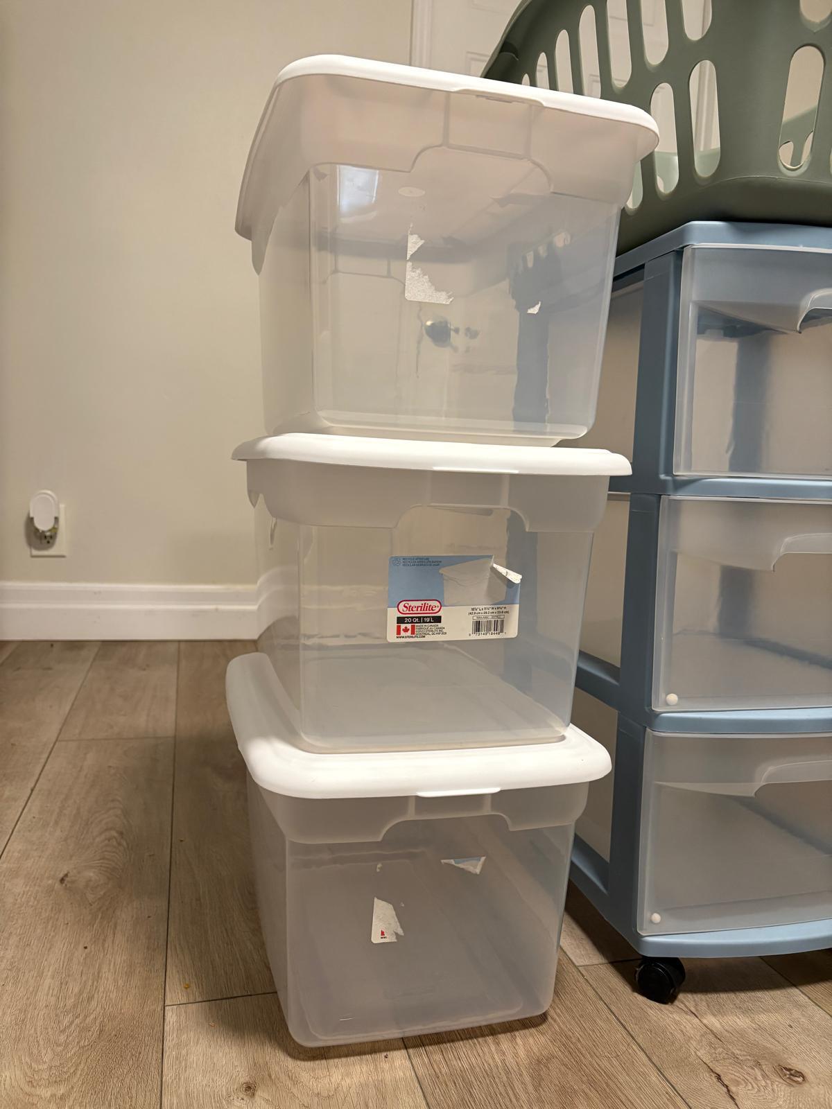 Storage Bundle: 3-Drawer Cart, 3 Bins with Lids & Laundry Basket - photo 3