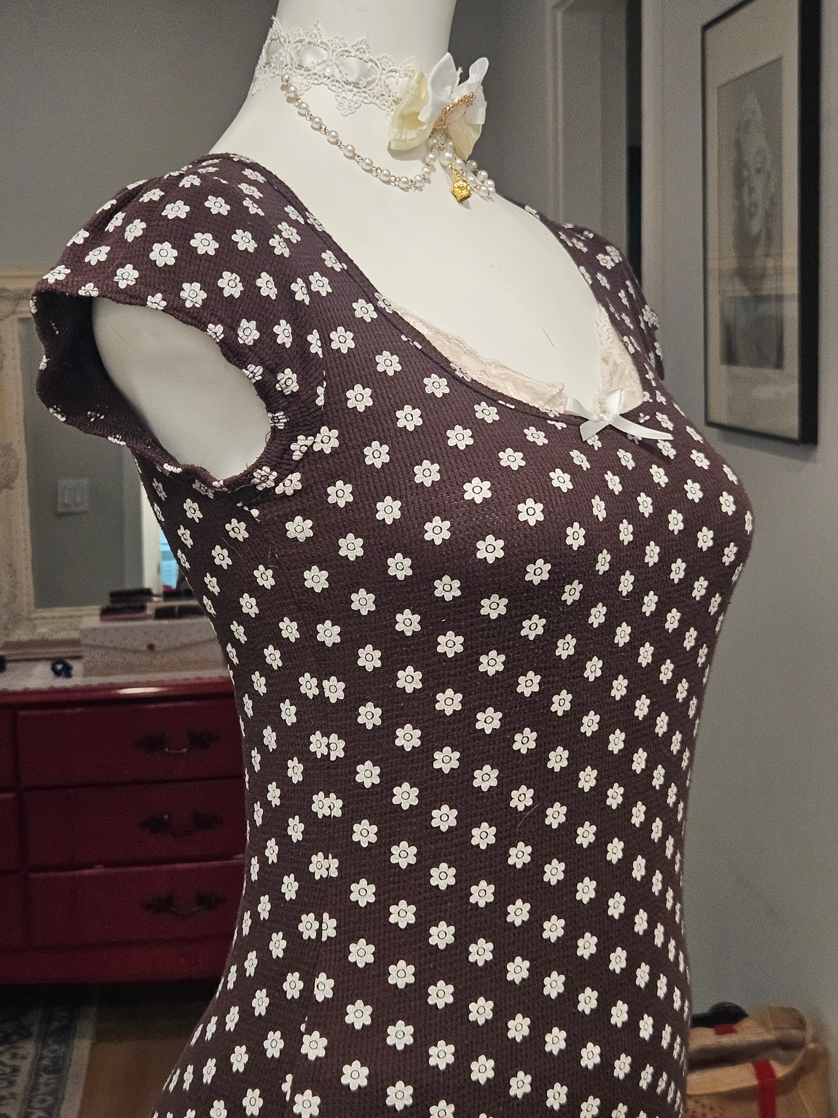 Brown and white floral lace top - photo 2