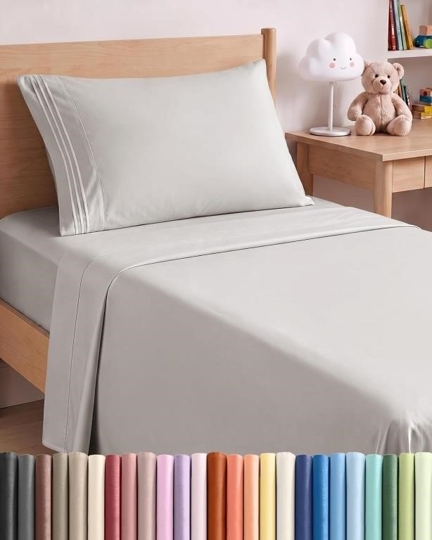 Twin Sheet Set 3-Piece Breathable Cooling Grey - Open Box