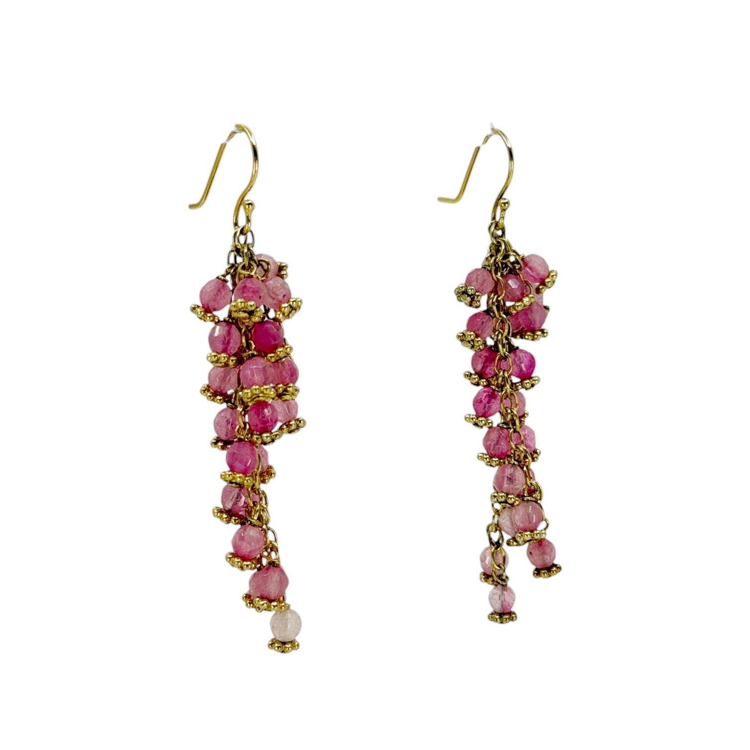 Gold vermeil sterling silver tourmaline beads drop earrings - photo 3