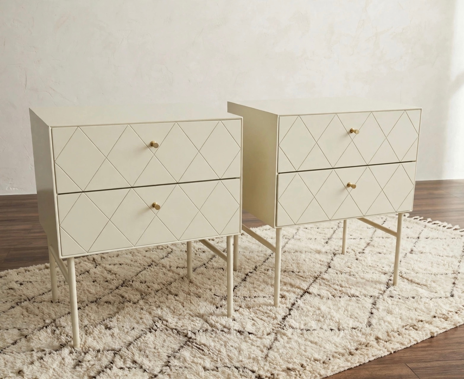 Set of 2 Modern White Nightstands - "Hudson Bay"
