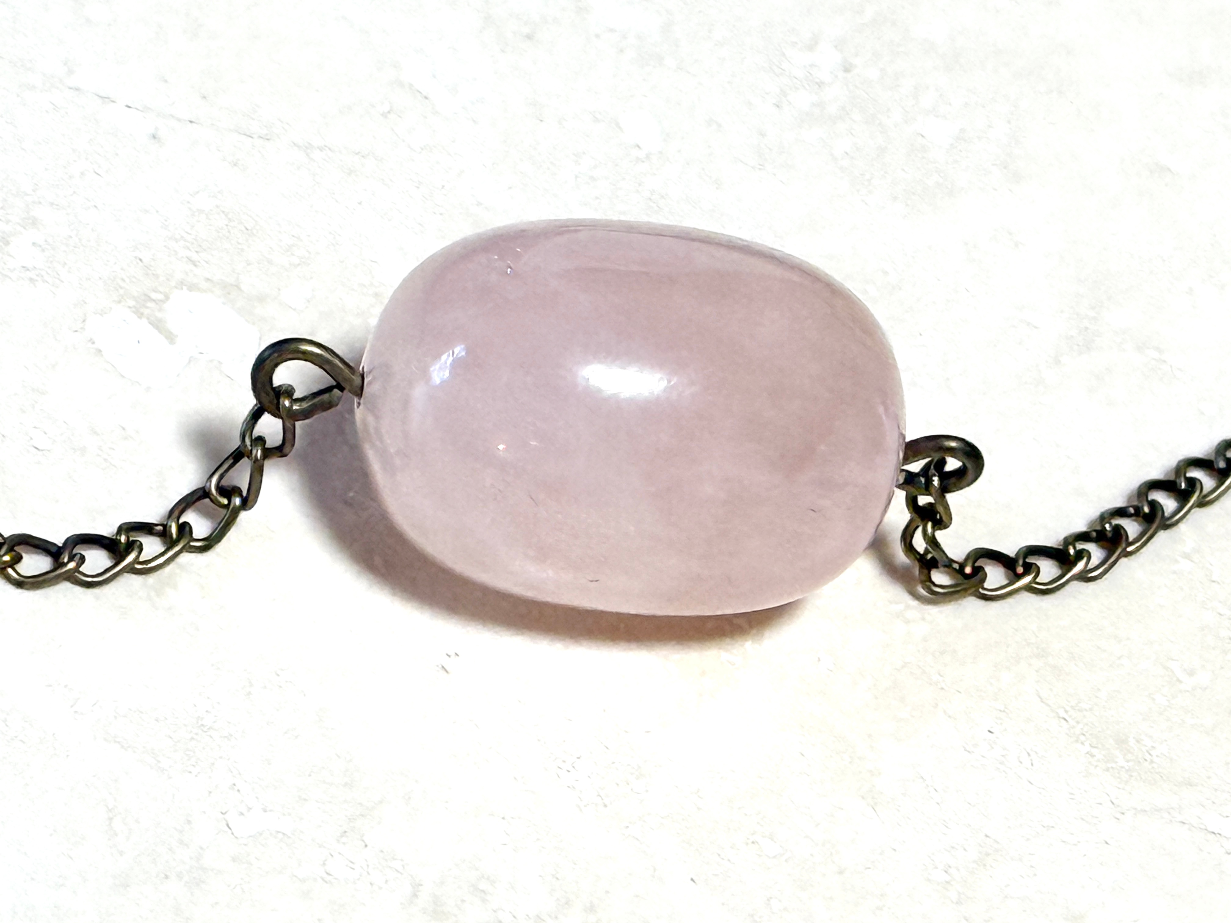 Natural Rose Quartz Short Necklace, Bronze Chain - photo 5