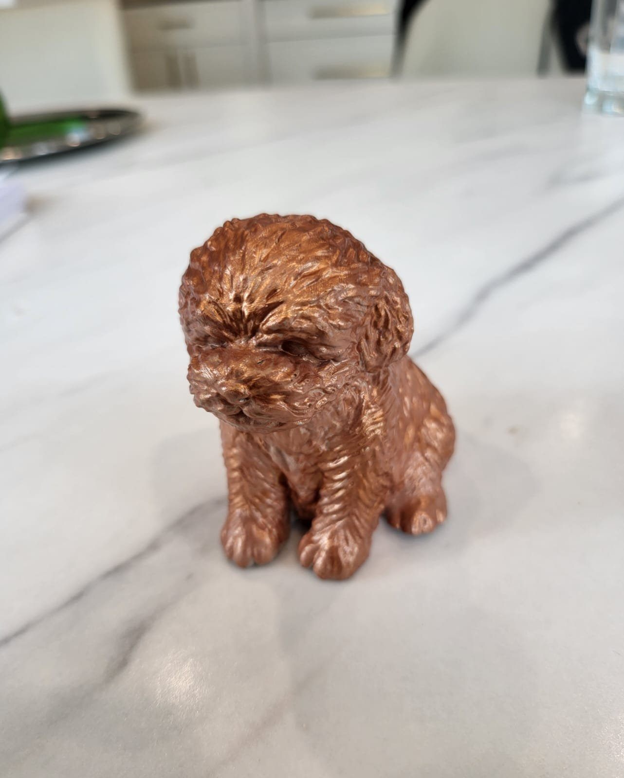 Bronze-Finish Puppy Dog Figurine — Resin Statue