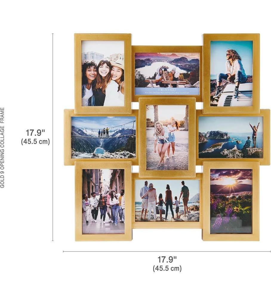 9-Opening Gold Photo Collage Frame – Holds 4x6 and 6x4 Photos - photo 2