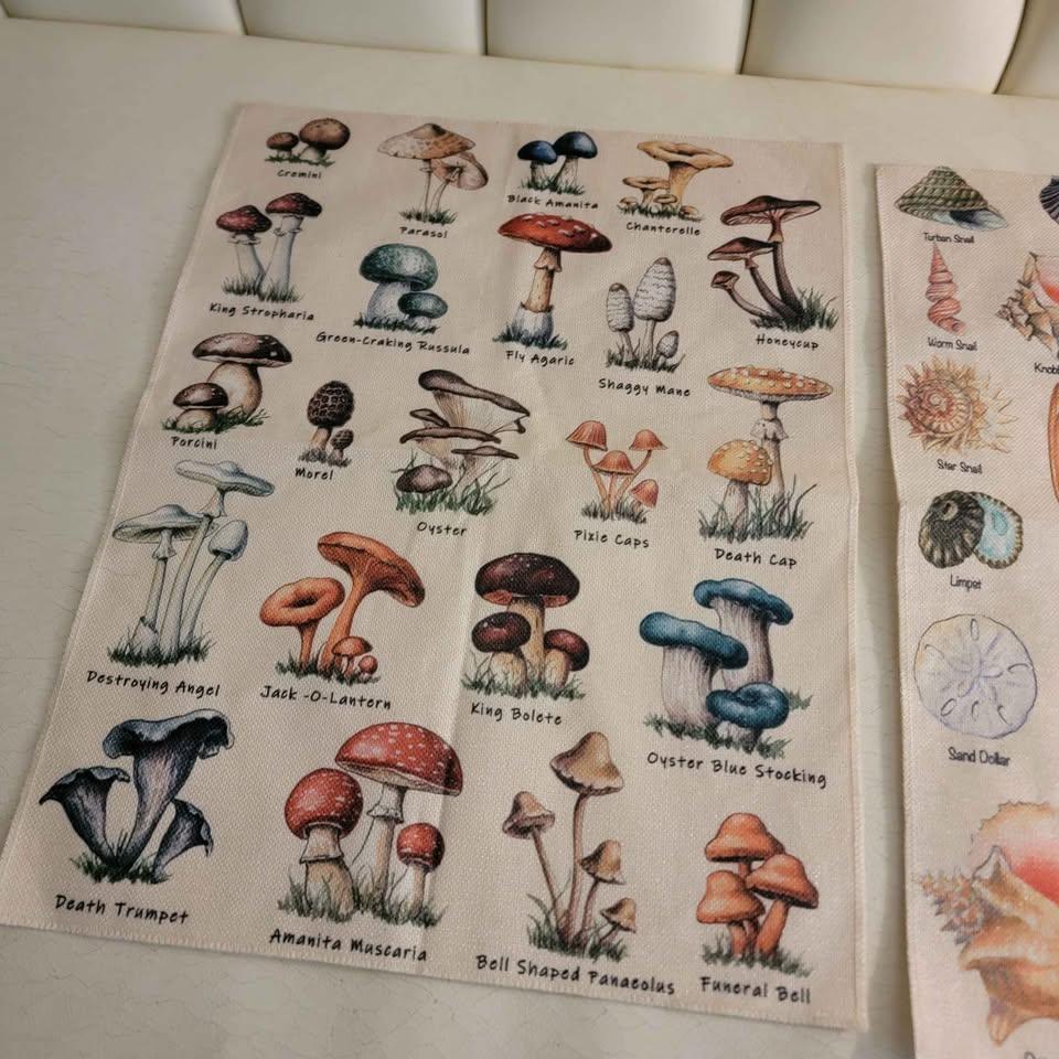 Set of 3 Vintage Natural History Tea Towels - Mushrooms, - photo 4