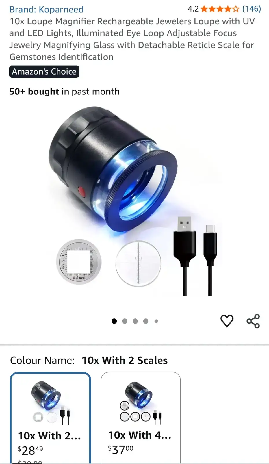 Koparneed 10x Rechargeable Jewelers Loupe