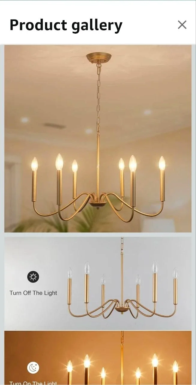 Bunkos Gold 6-Light Chandelier Pendant – New in Box