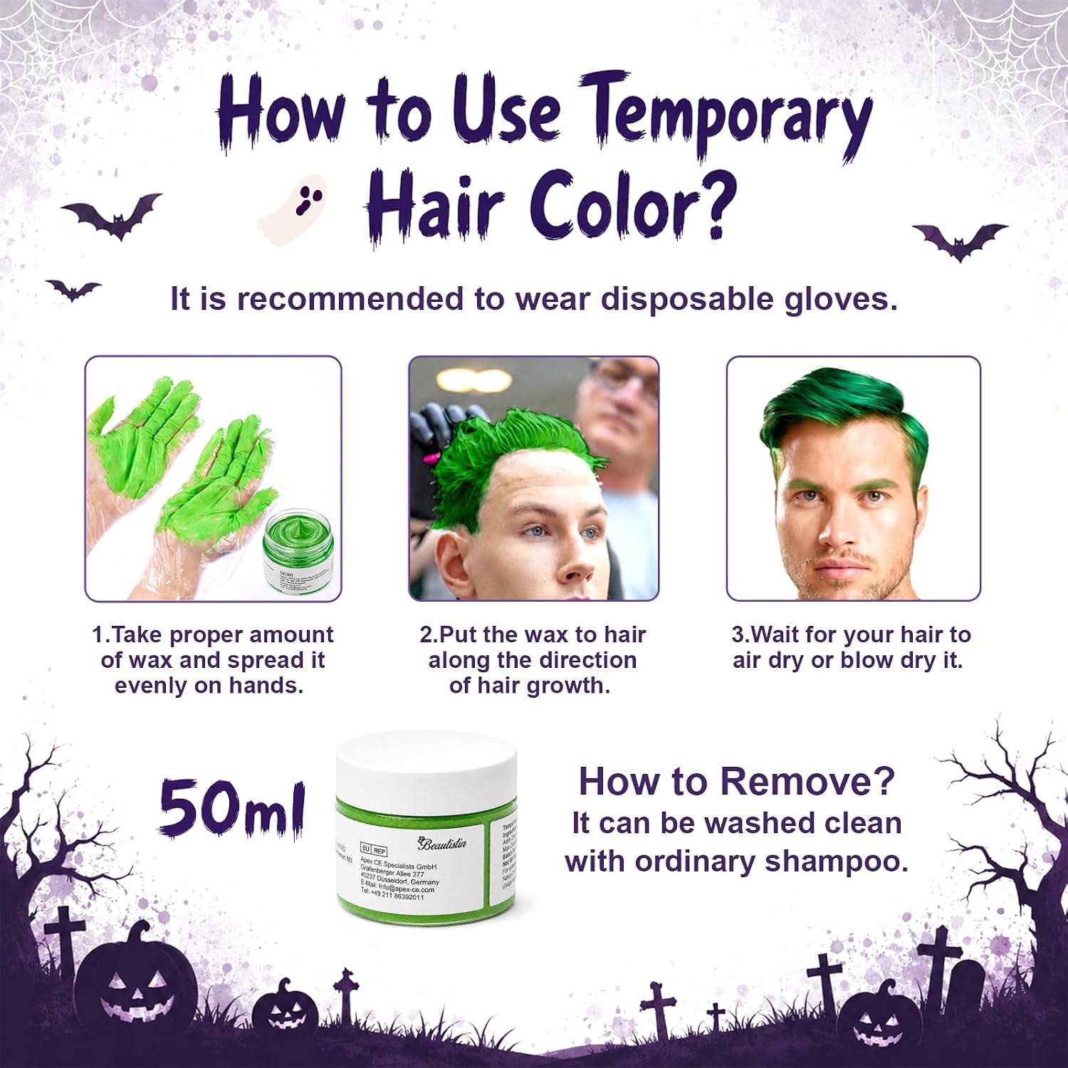 NEW~ Joker Clown Makeup Kit – Hair Wax, Face Paint & Tattoos - photo 4