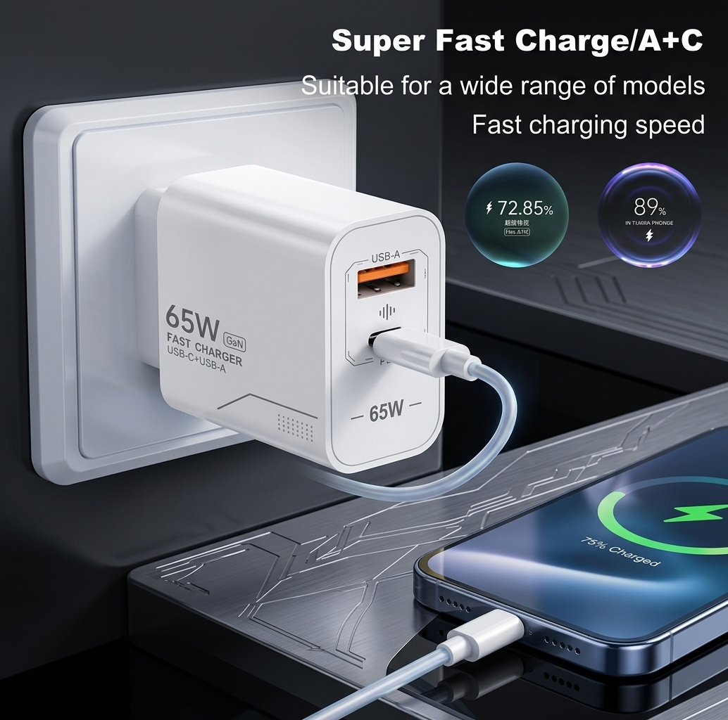 65W GaN Fast Charger with 1m USB-C Cable - photo 3