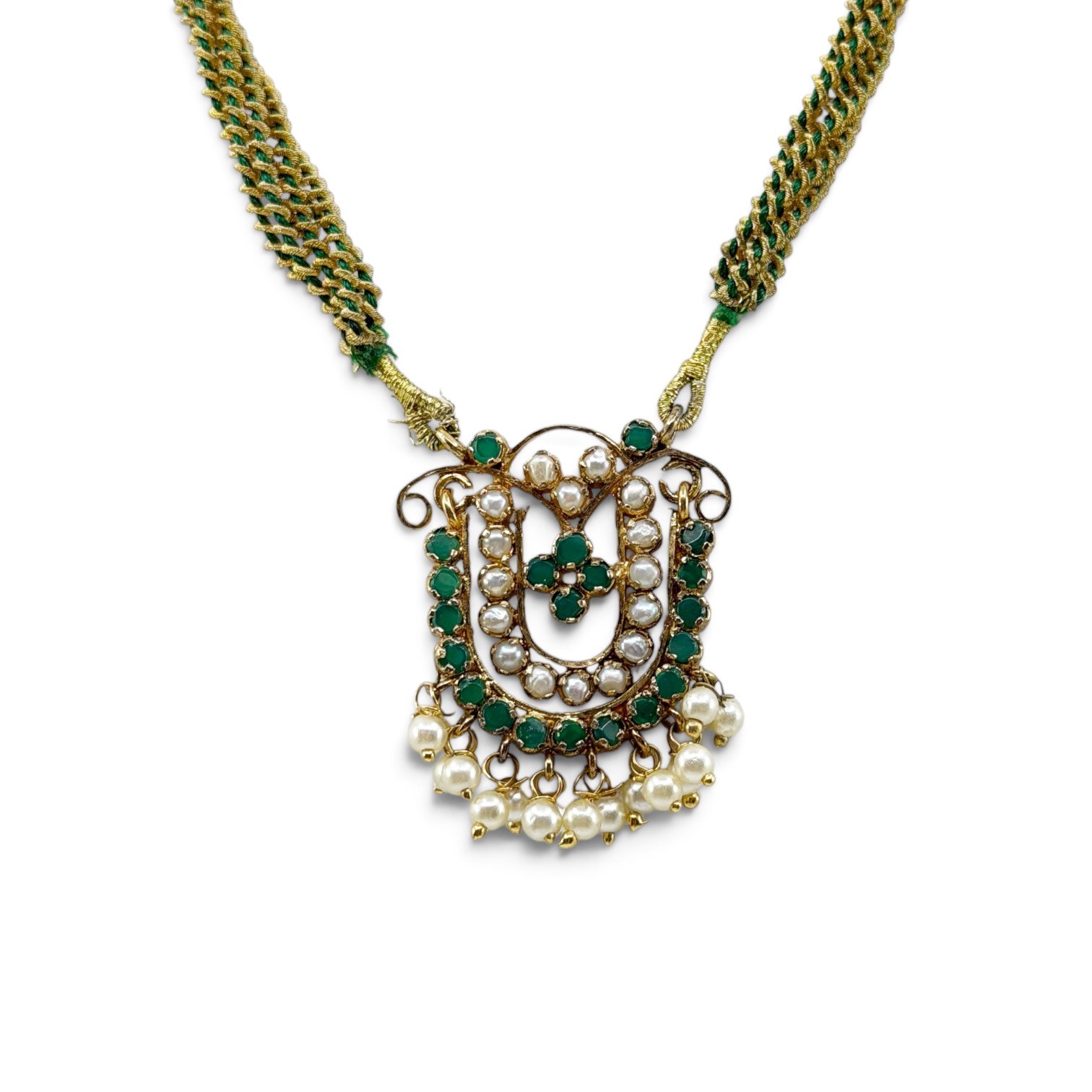 India Gold Filled Freshwater & chrysoprase cord necklace