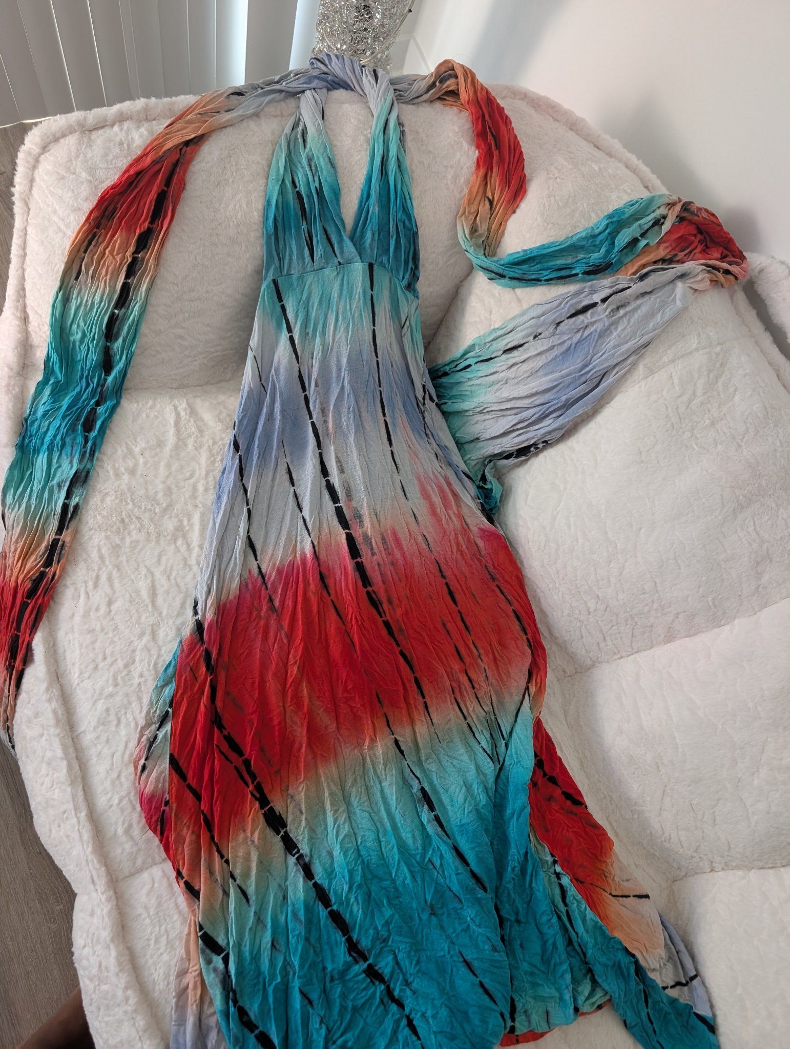Tie-Dye Halter Maxi Dress