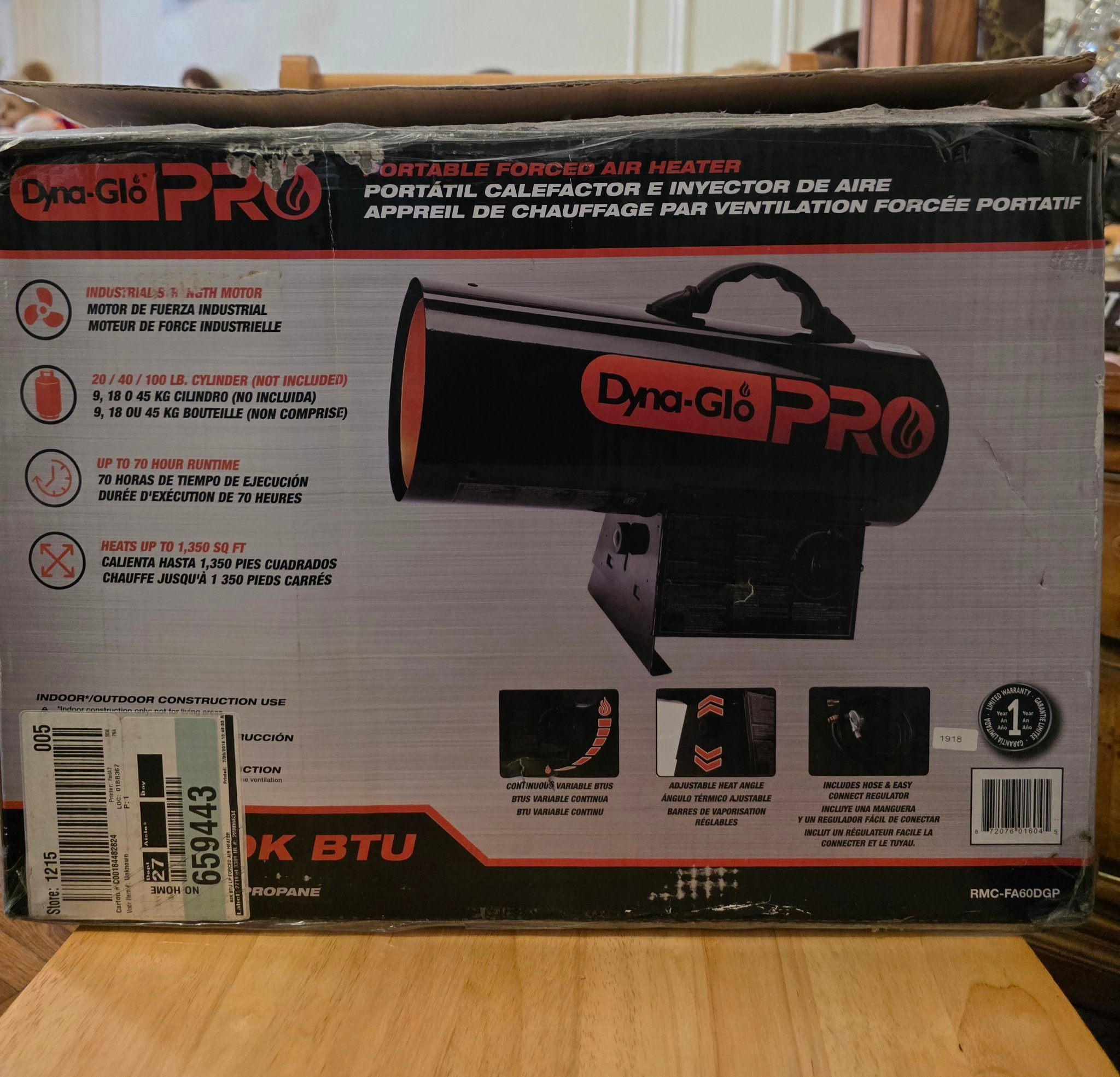 Dyna-Glo PRO Heater 30K-60K BTU RMC-FA60DGP Open Box Very Good - photo 3