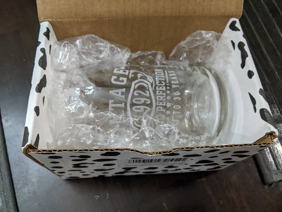 Vintage 1992 Etched 16oz Beer Glass - Aged to Perfection, - photo 3