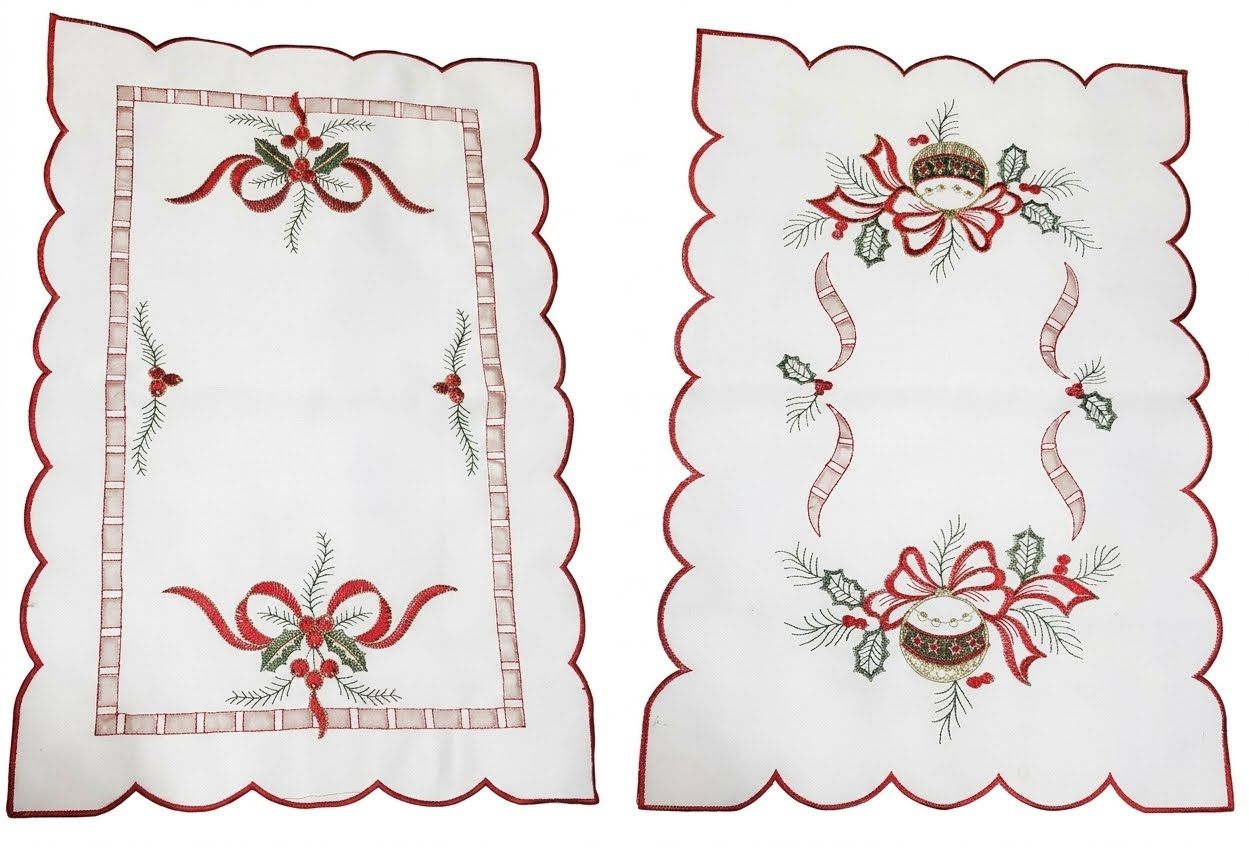 Embroidered White Christmas Placemats Set (17"x12") - photo 3