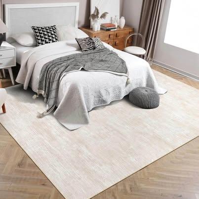 New 8x10 Washable Area Rug Non-Slip Beige Low Pile Carpet
