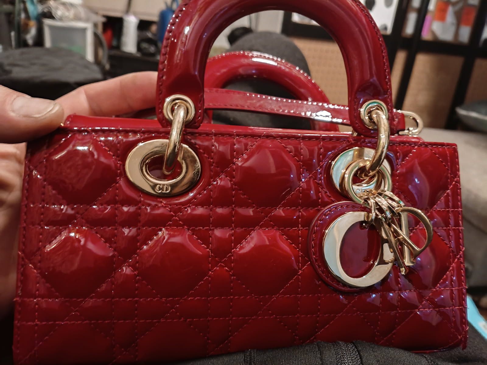 Authentic Dior Small Lady D-Joy Bag (Cherry Red) - Moving fast!