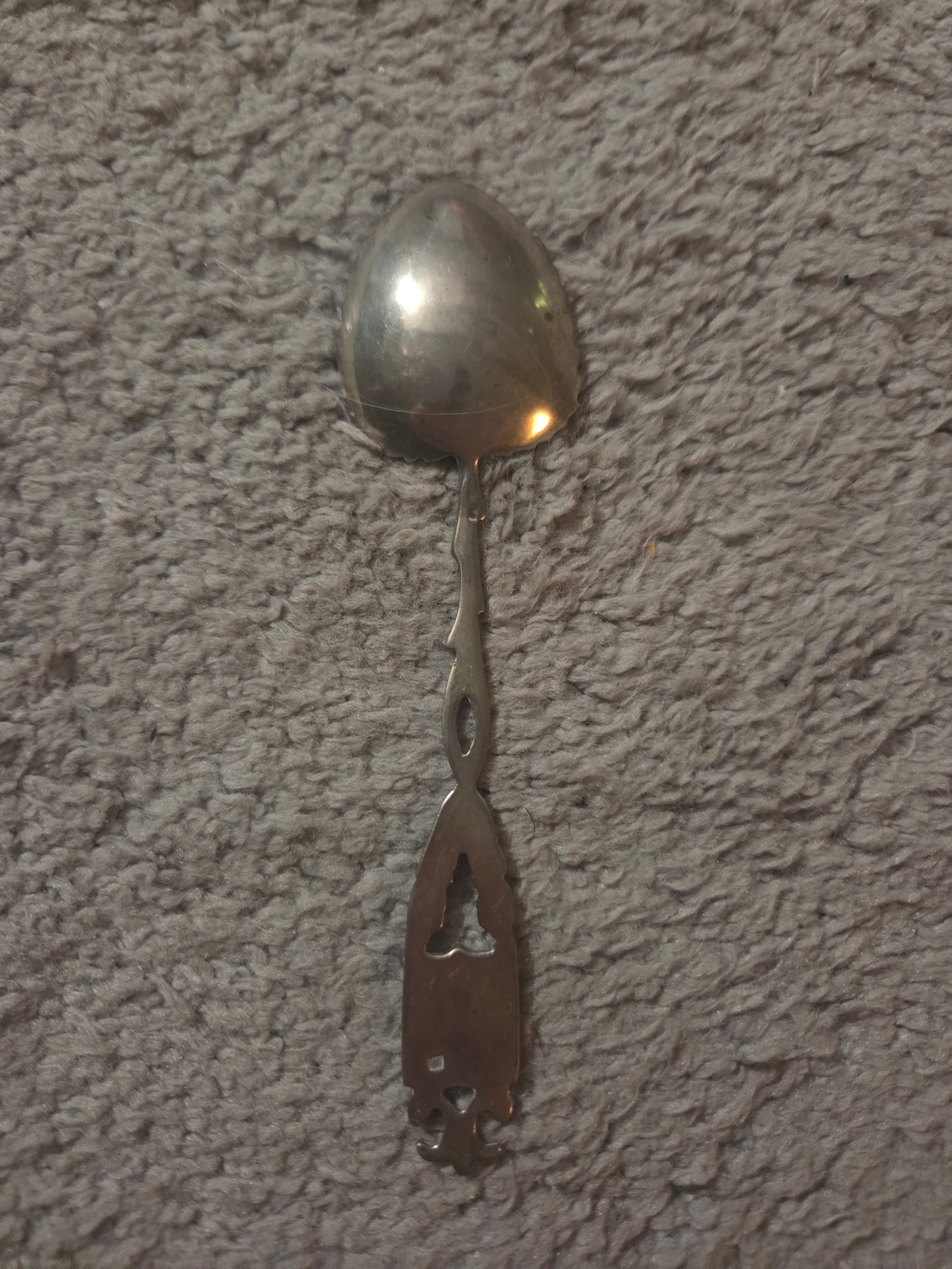 Vintage Judaica Demitasse Spoon, Hebrew Jerusalem Crest (5") - photo 2