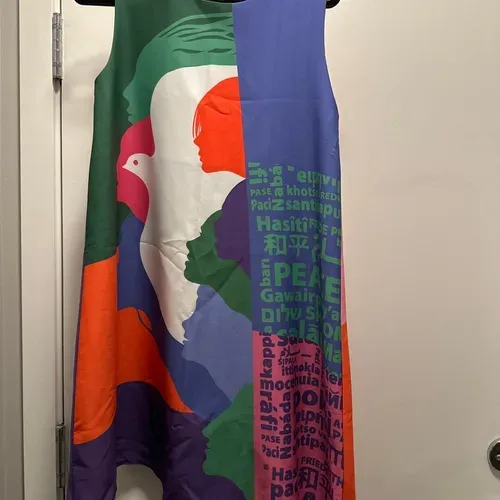Unique sleeveless Colour-block midi dress