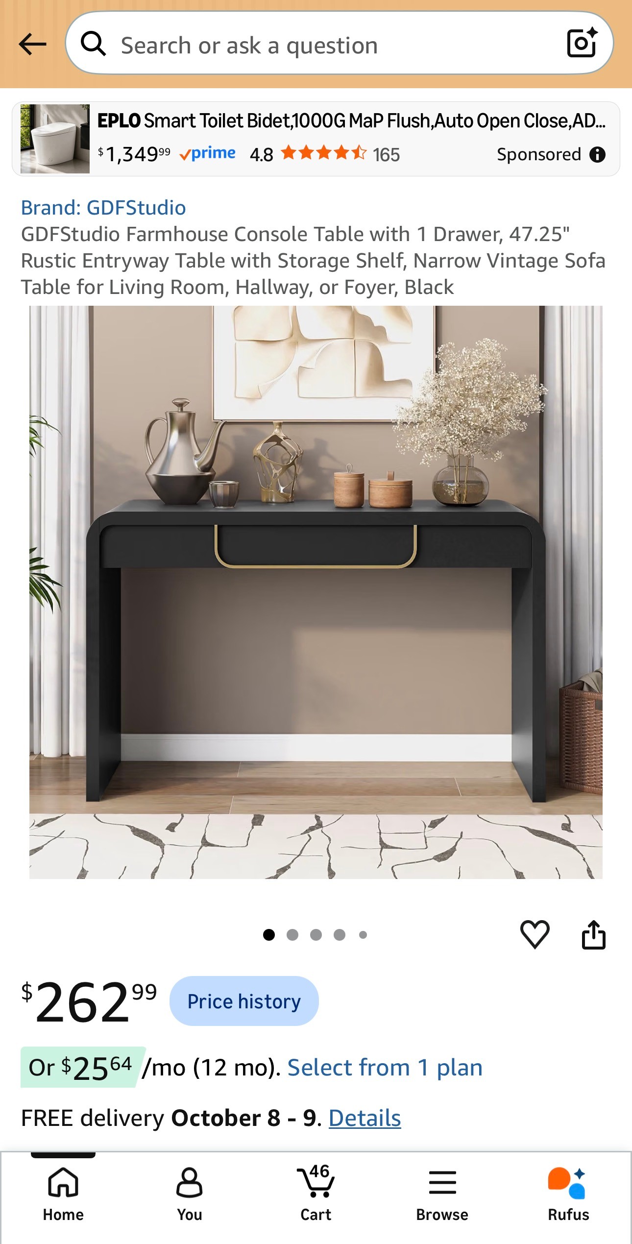 Console Table with Drawer Farmhouse Rustic Entryway Table Storag