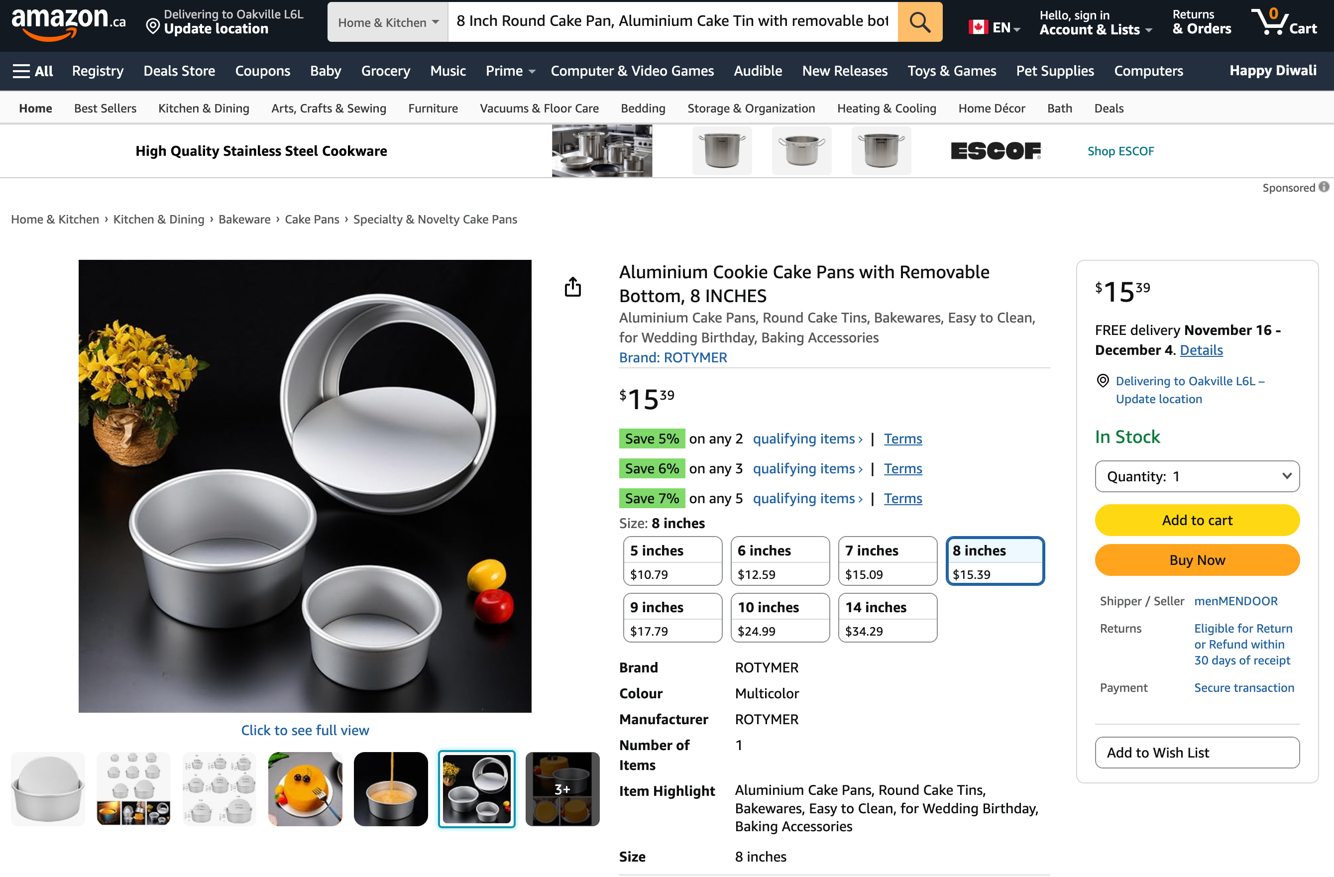 8" Round Aluminum Cake Pans with Removable Bottom, $15 for Set 2 - photo 5