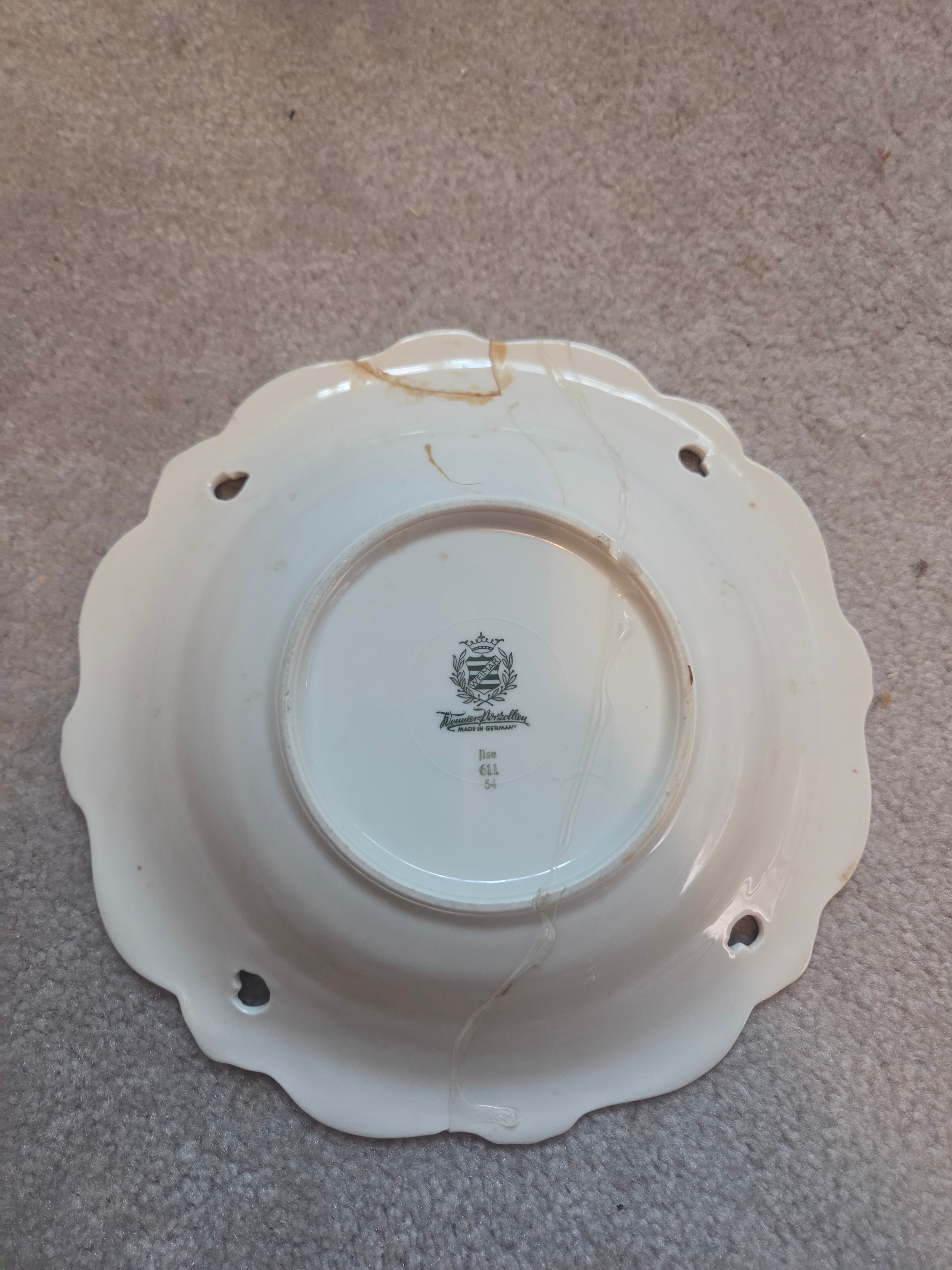 FREE Vintage German Weimar Porcelain Pierced Plate (Kintsugi) - photo 2