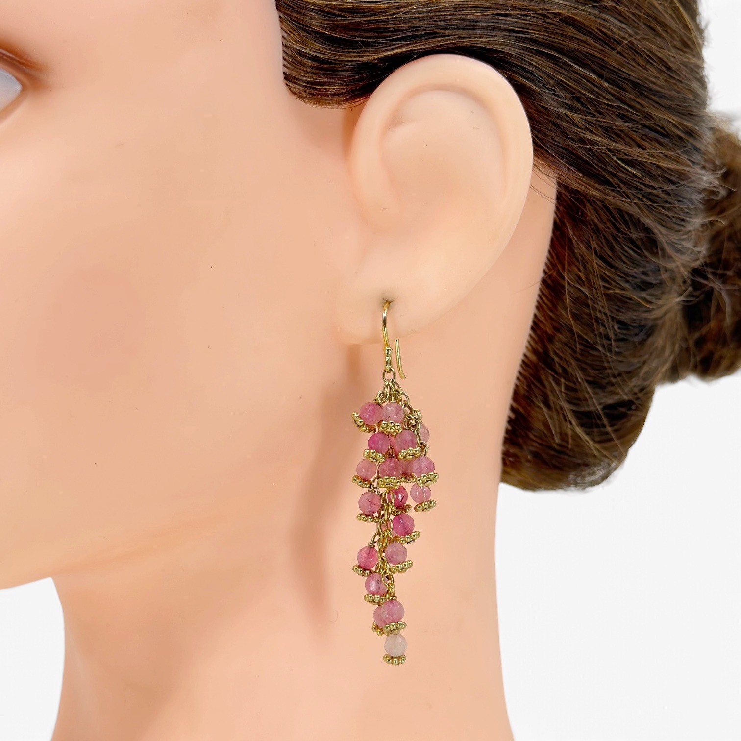 Gold vermeil sterling silver tourmaline beads drop earrings - photo 4