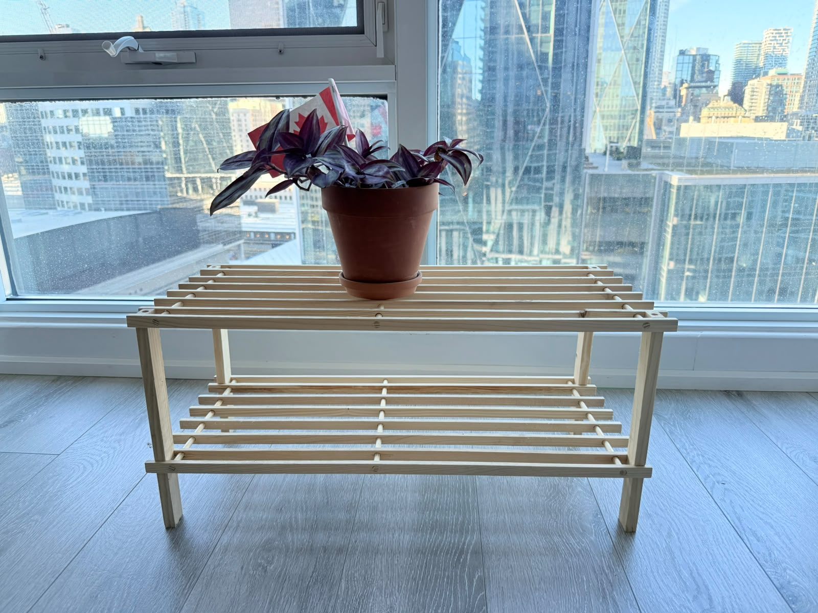 Wooden shoe rack