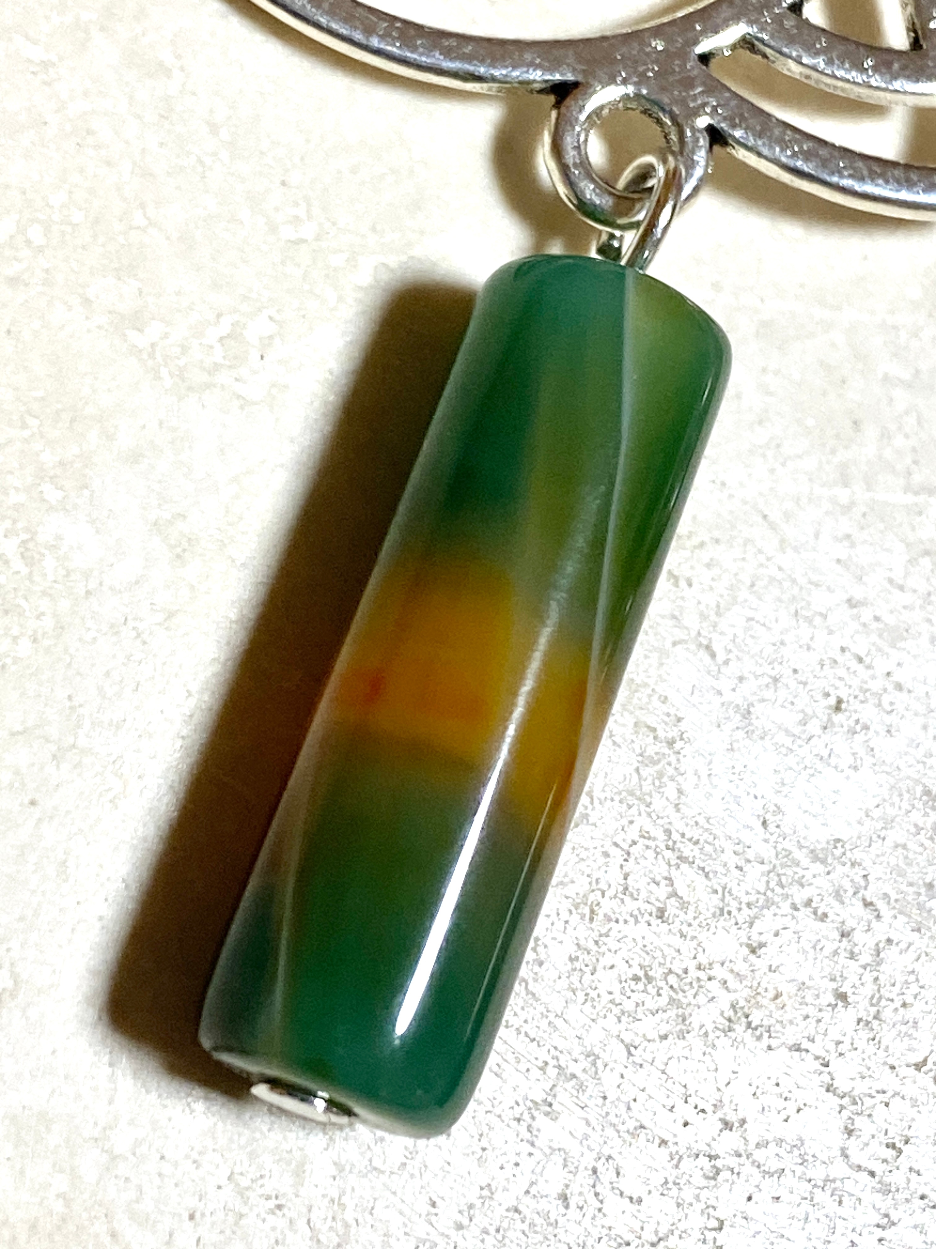 Multi-colored Dyed Agate Triqueta Earrings, Sterling Silver Hook - photo 3