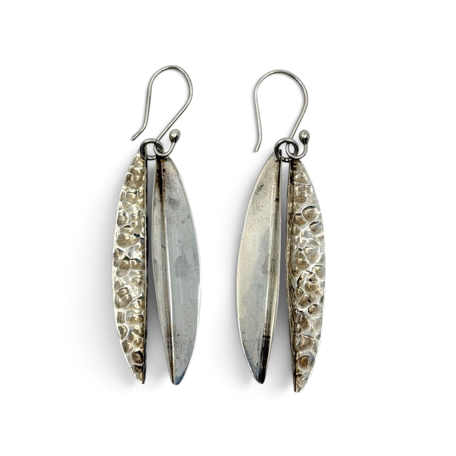 Vintage HOB Mexico 925 sterling silver leaf drop earrings - photo 3