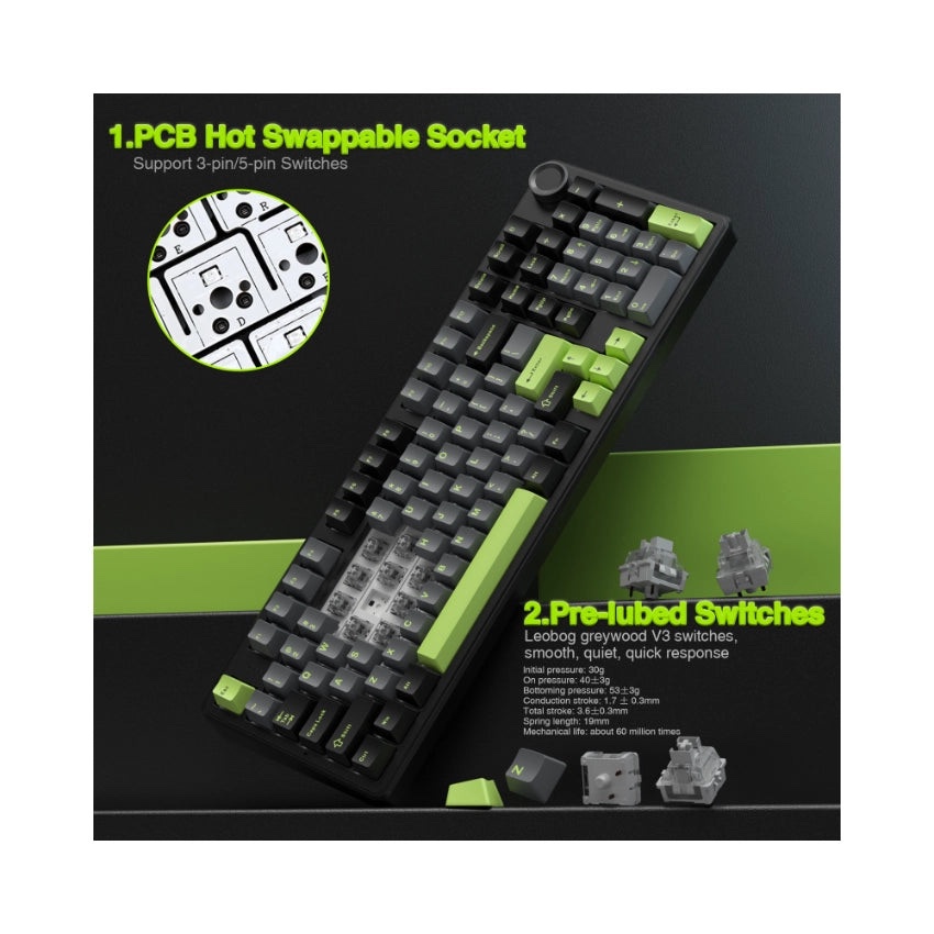 AULA F99 PRO Wireless Mechanical Keyboard 95% Hot-Swap RGB - NEW - photo 3