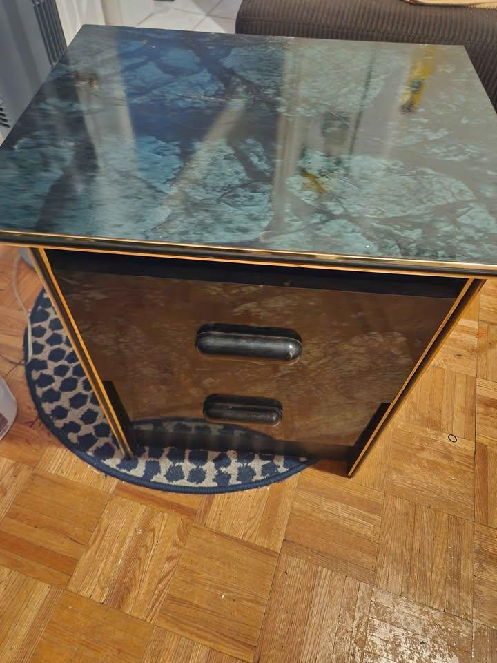 Vintage Black Lacquer Bedroom Set: Armoire, Night Table, Dresser - photo 2