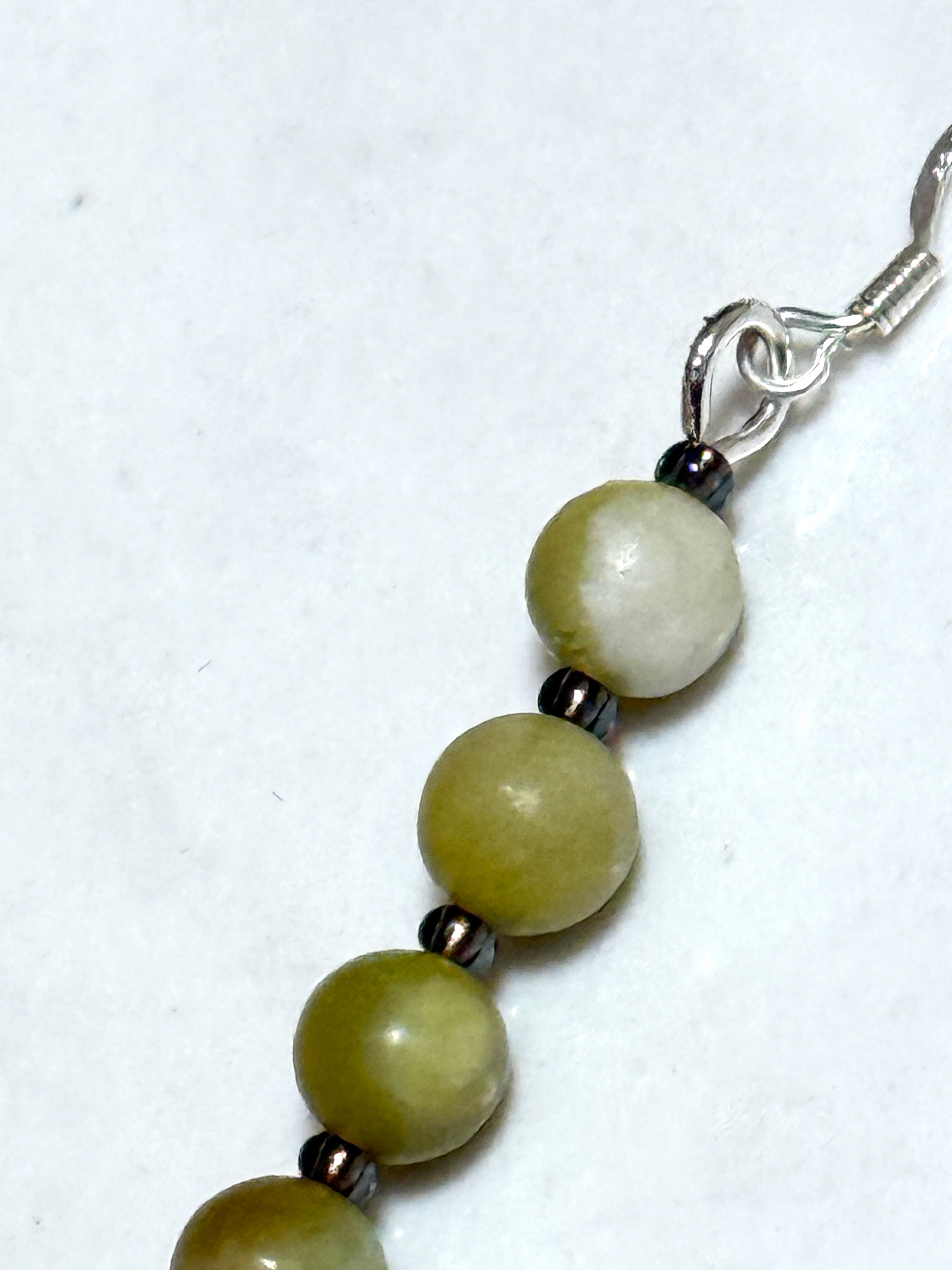 Fern Green Serpentine Earrings, Gemstone & Sterling Silver Hook - photo 4