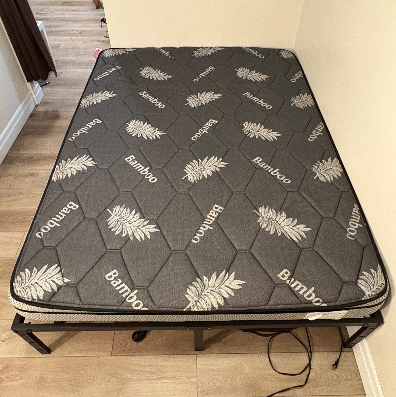 Queen Foam Mattress + Metal Frame – Clean & Bedbug-Free – $160