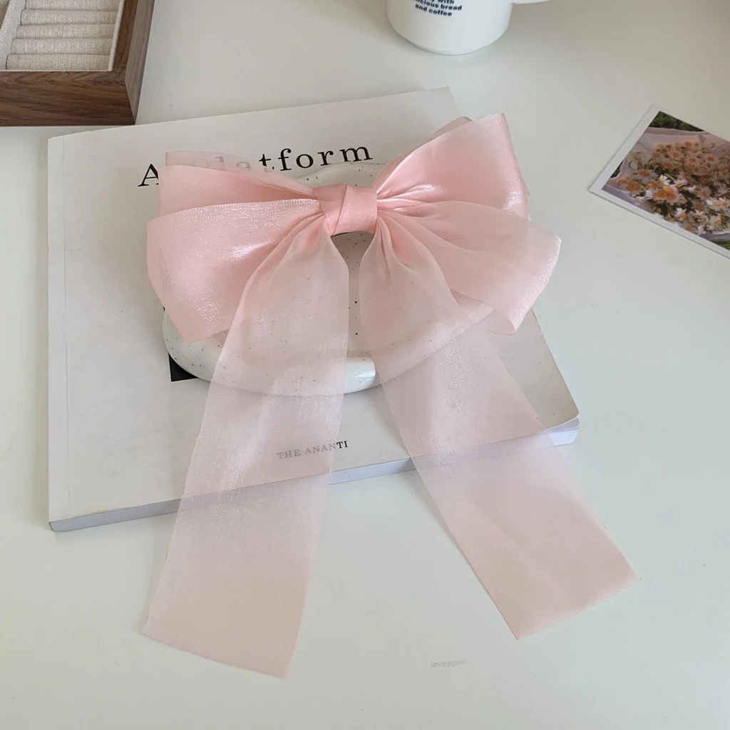 Light Pink Princess Ribbon Bow Sheer Hair Clip - photo 2