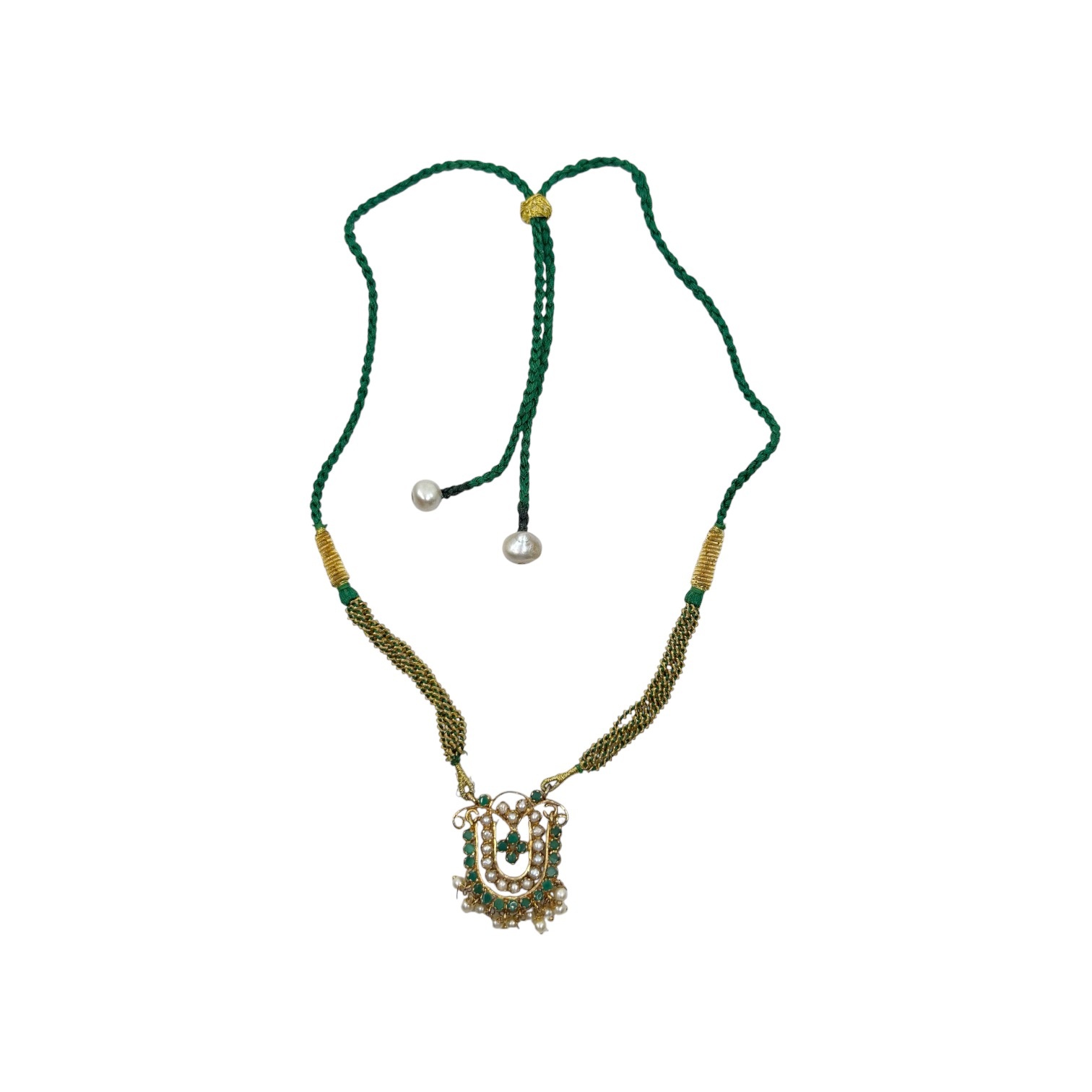 India Gold Filled Freshwater & chrysoprase cord necklace - photo 3