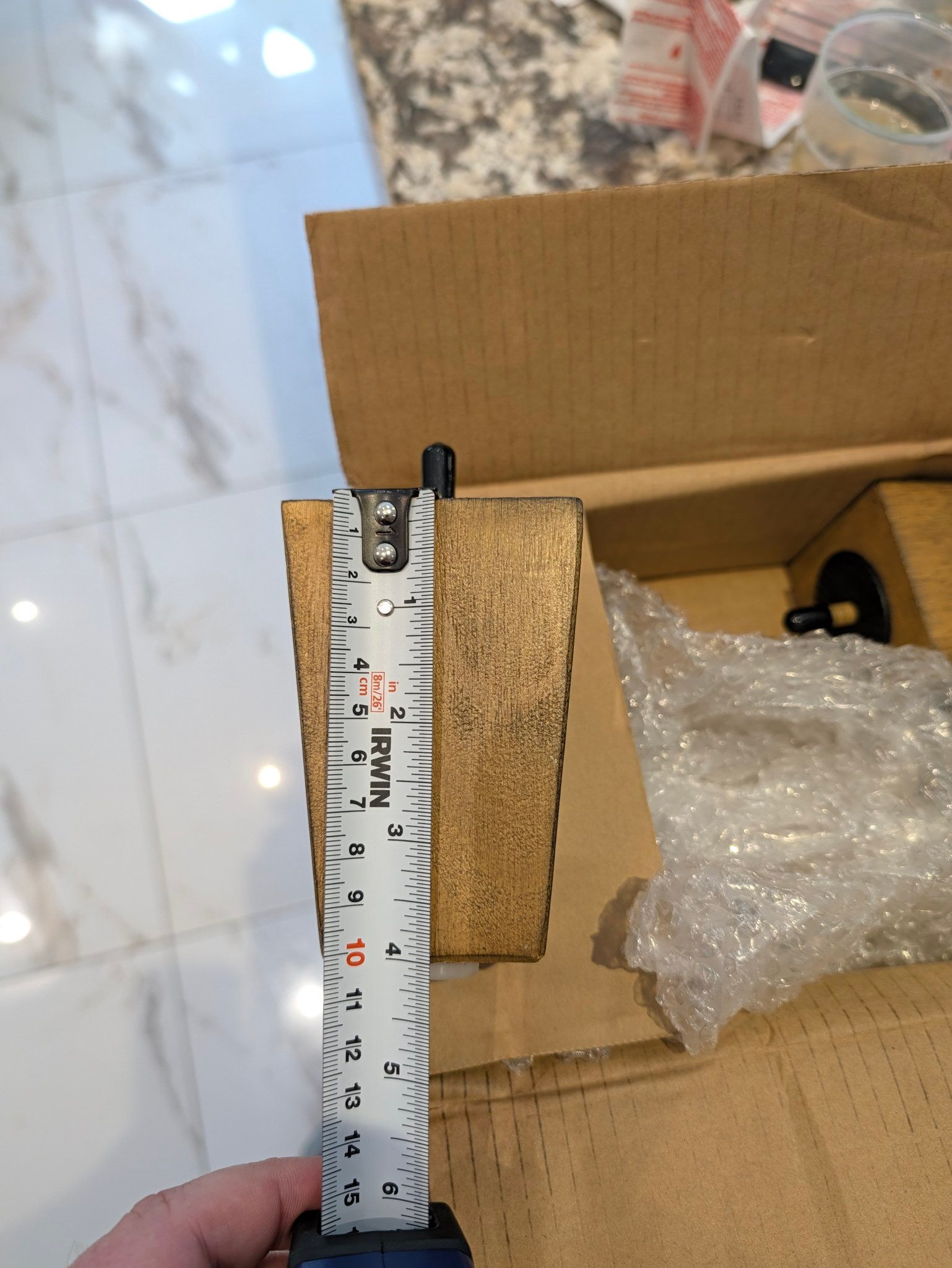 Set of 4 Wood Furniture Legs — 4" Tapered, 5/16" Bolt, Walnut - photo 5