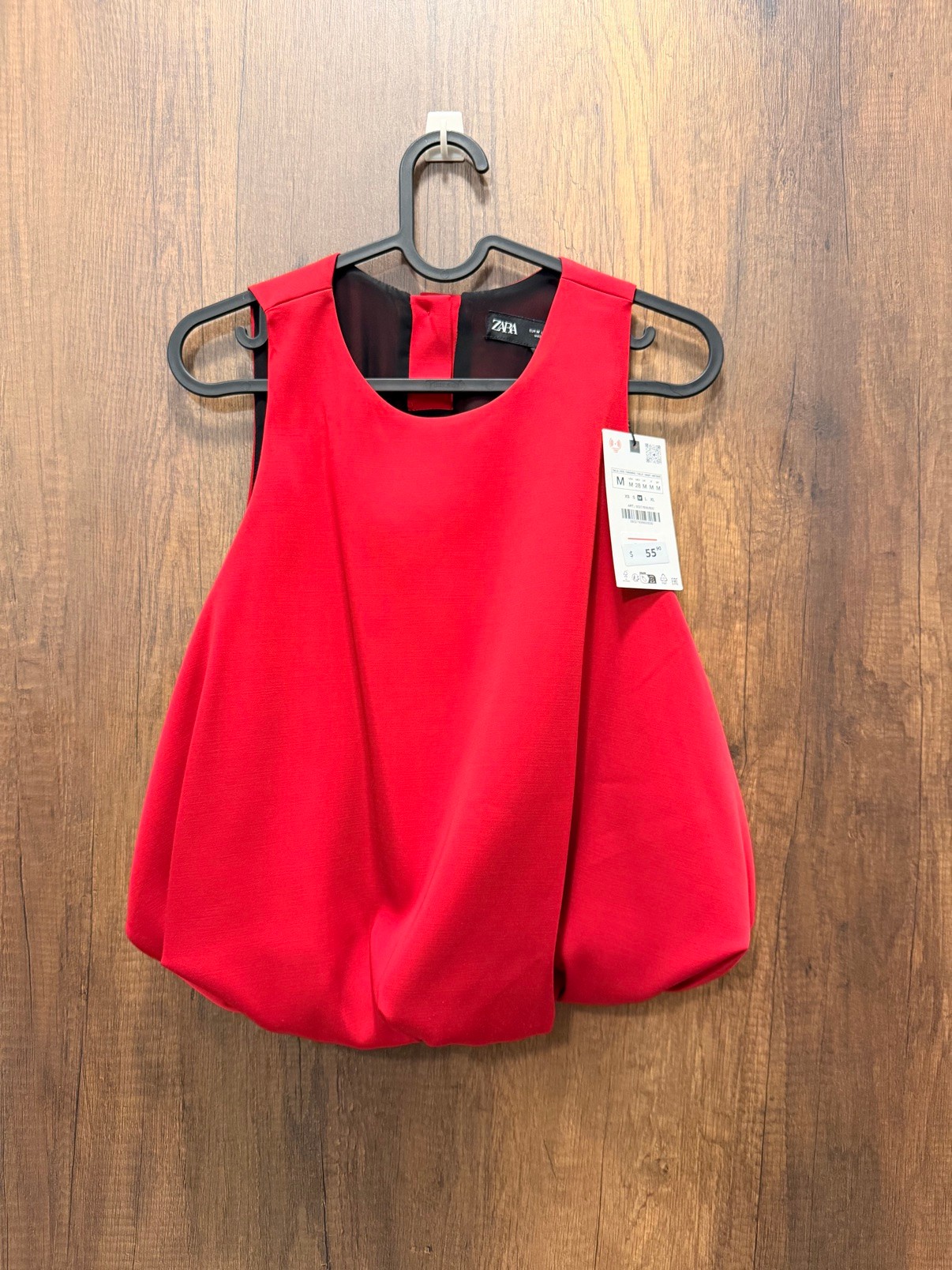 Zara Red Bubble-Hem Top, Size M — NEW WITH TAGS - photo 3