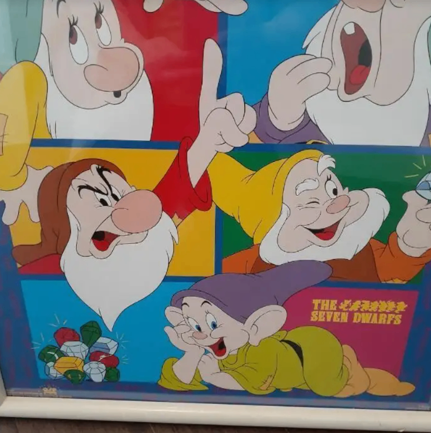 Vintage Disney Seven Dwarfs colourful Poster OSP Framed - photo 4