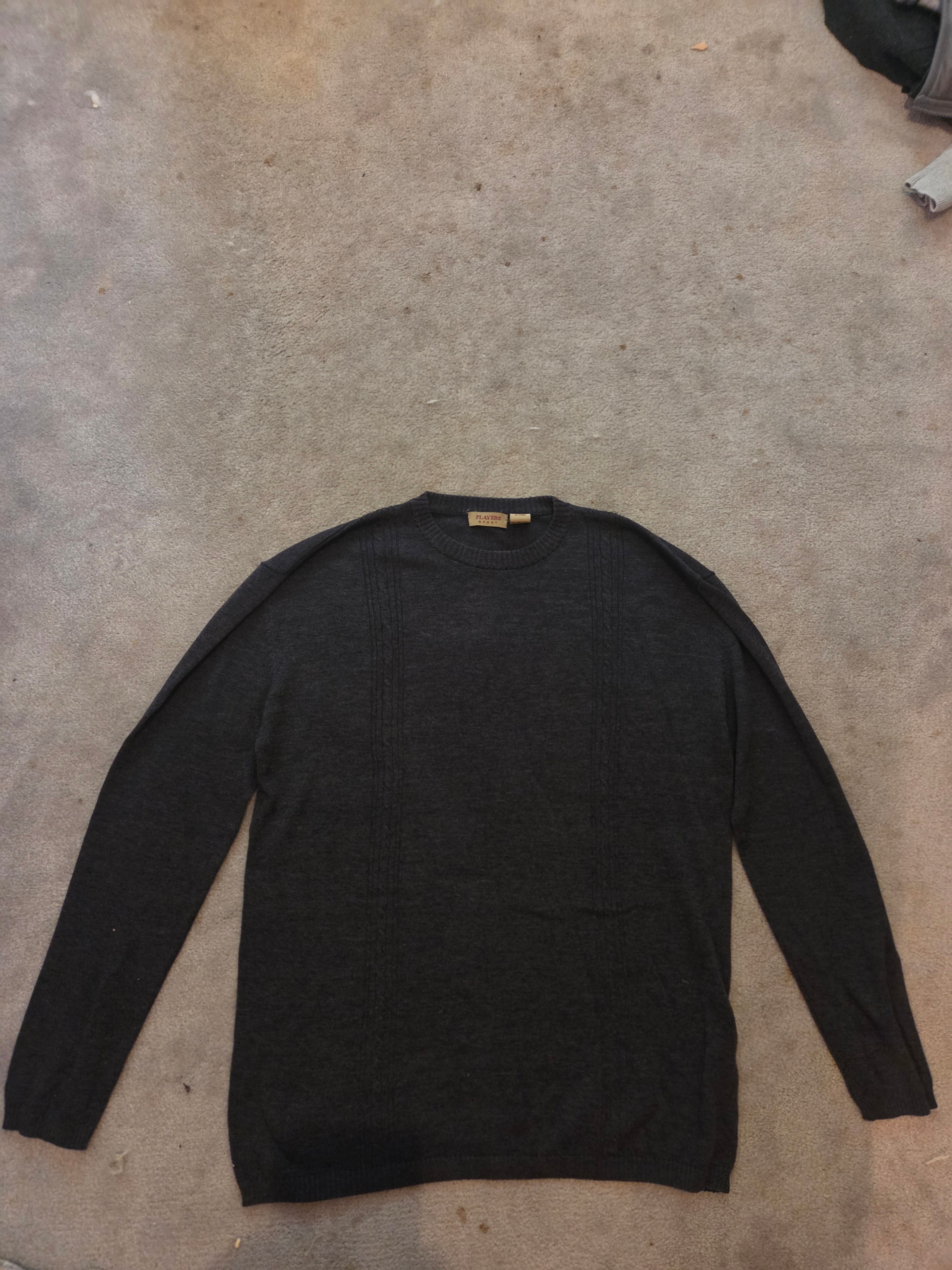 Vintage 90s Men's "Players Sport" Grey Knit Sweater, Sz Large