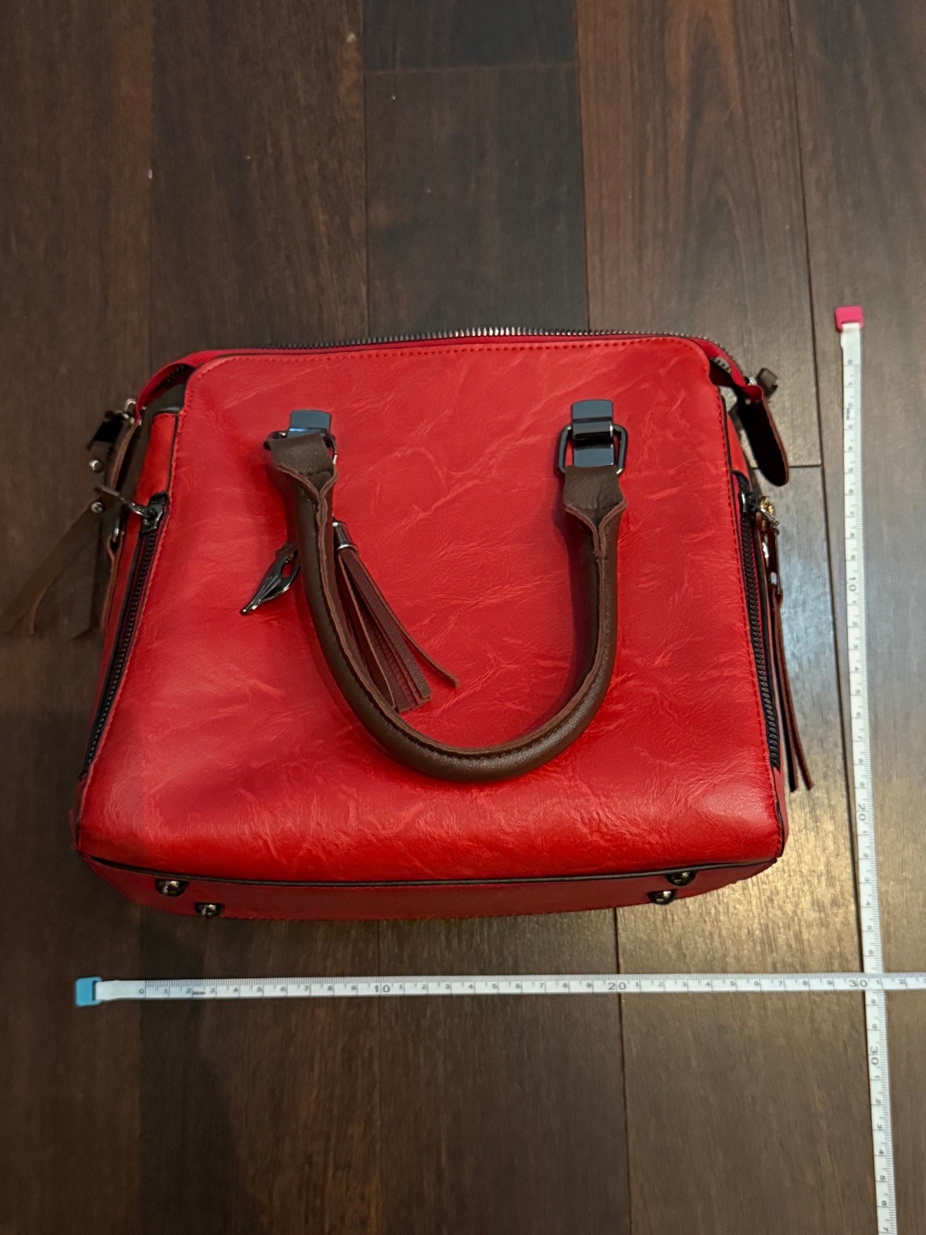 Red Handbag with Brown Handles — Used